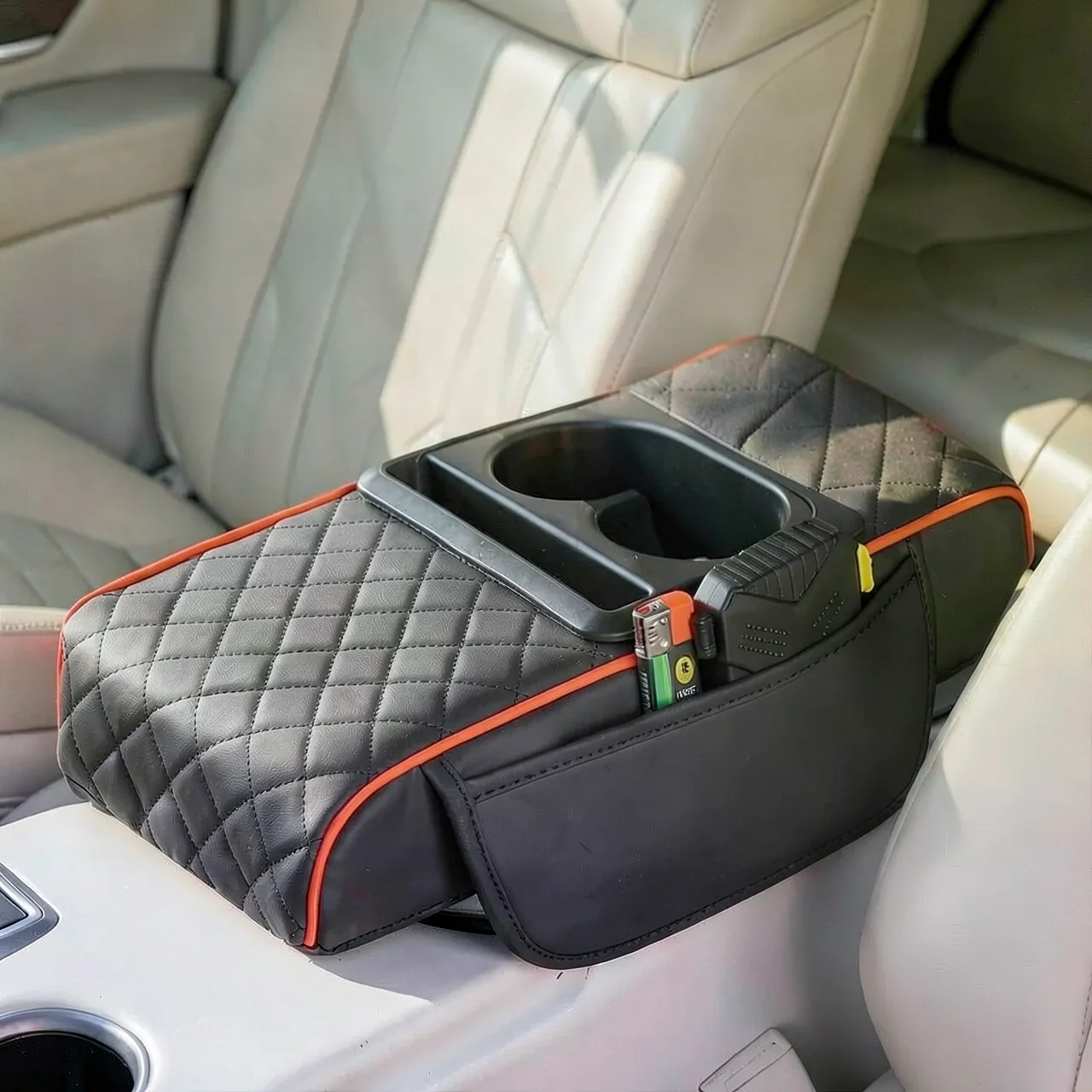 Органайзер-подушка коричневый с карманом
