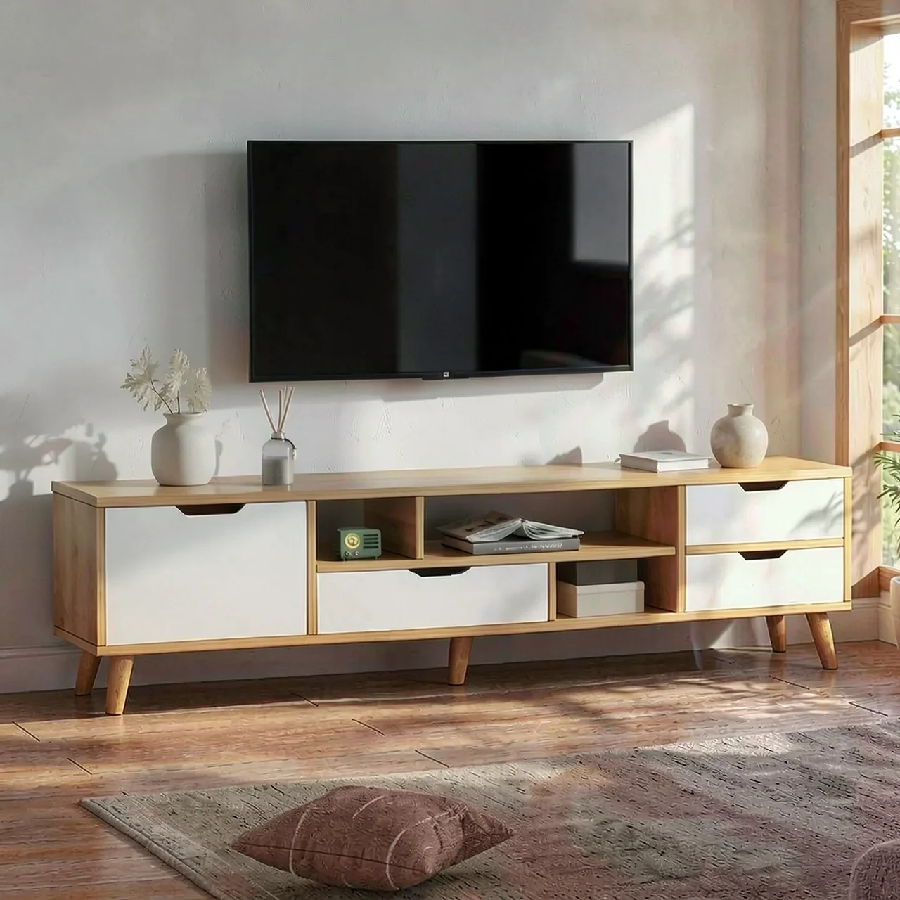 Тумба 140 см 3 двери белый