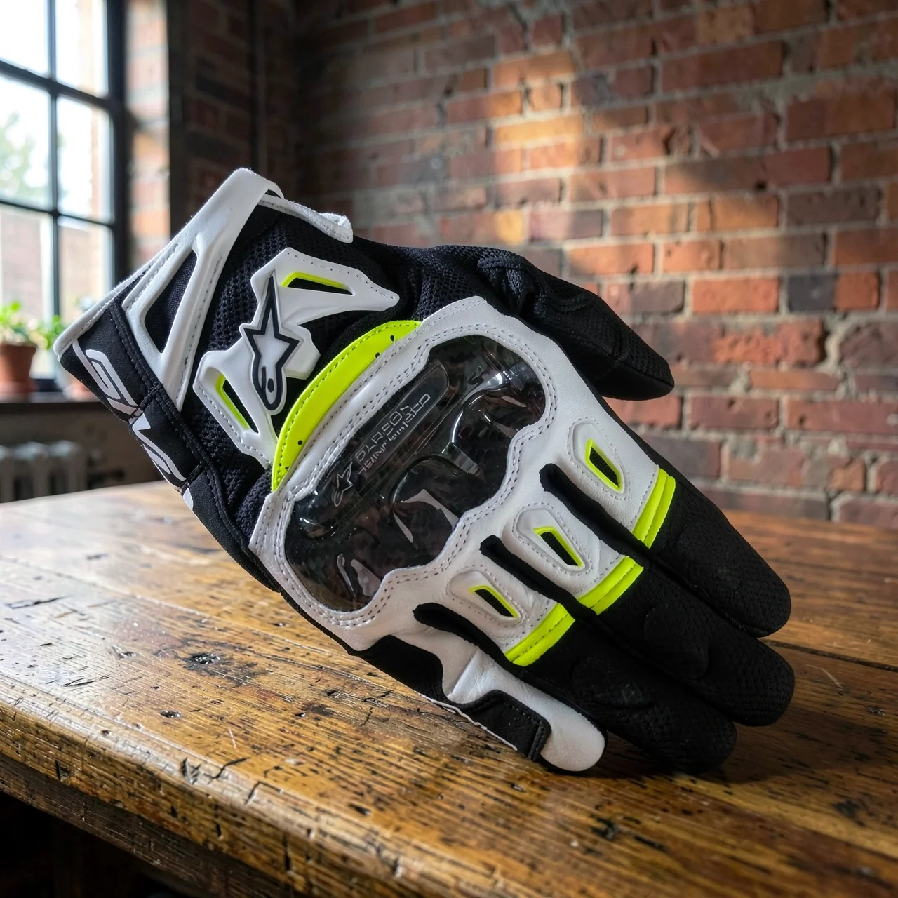 Мотоперчатки Alpinestars SMX-2 Air Carbon V2 черно-белые флуоресцентные M