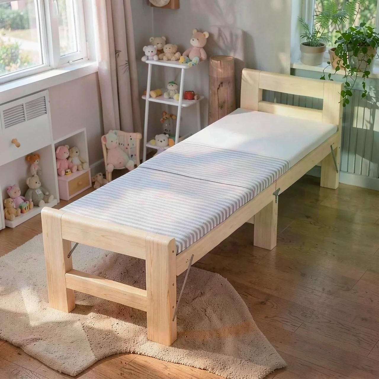 Кроватка складная 180x100 см с изголовьем и матрасом