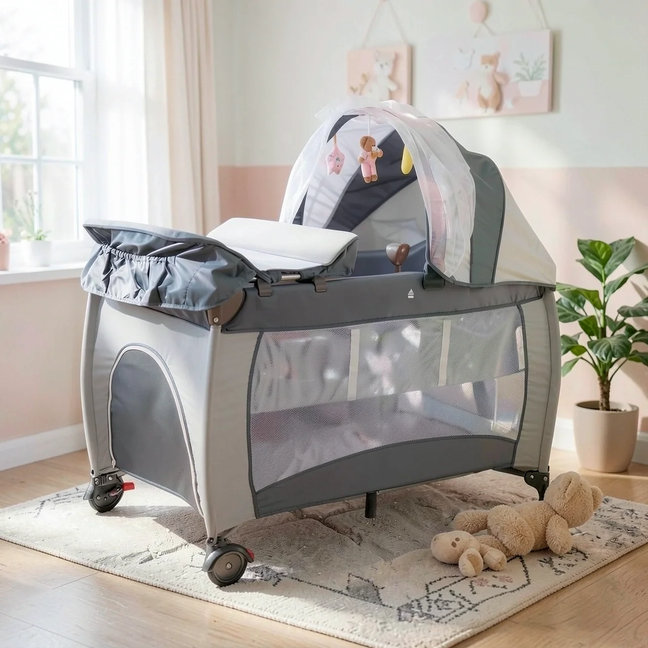 Детская кроватка MamaKids серая