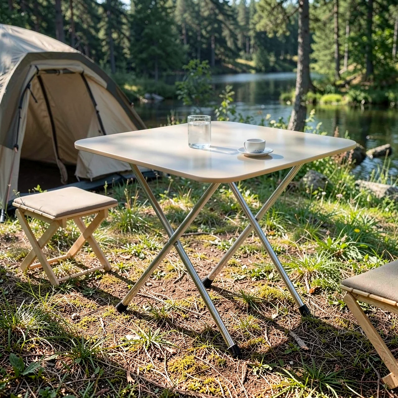 Стол складной OTHER A+ бежевый квадрат 60x60x50