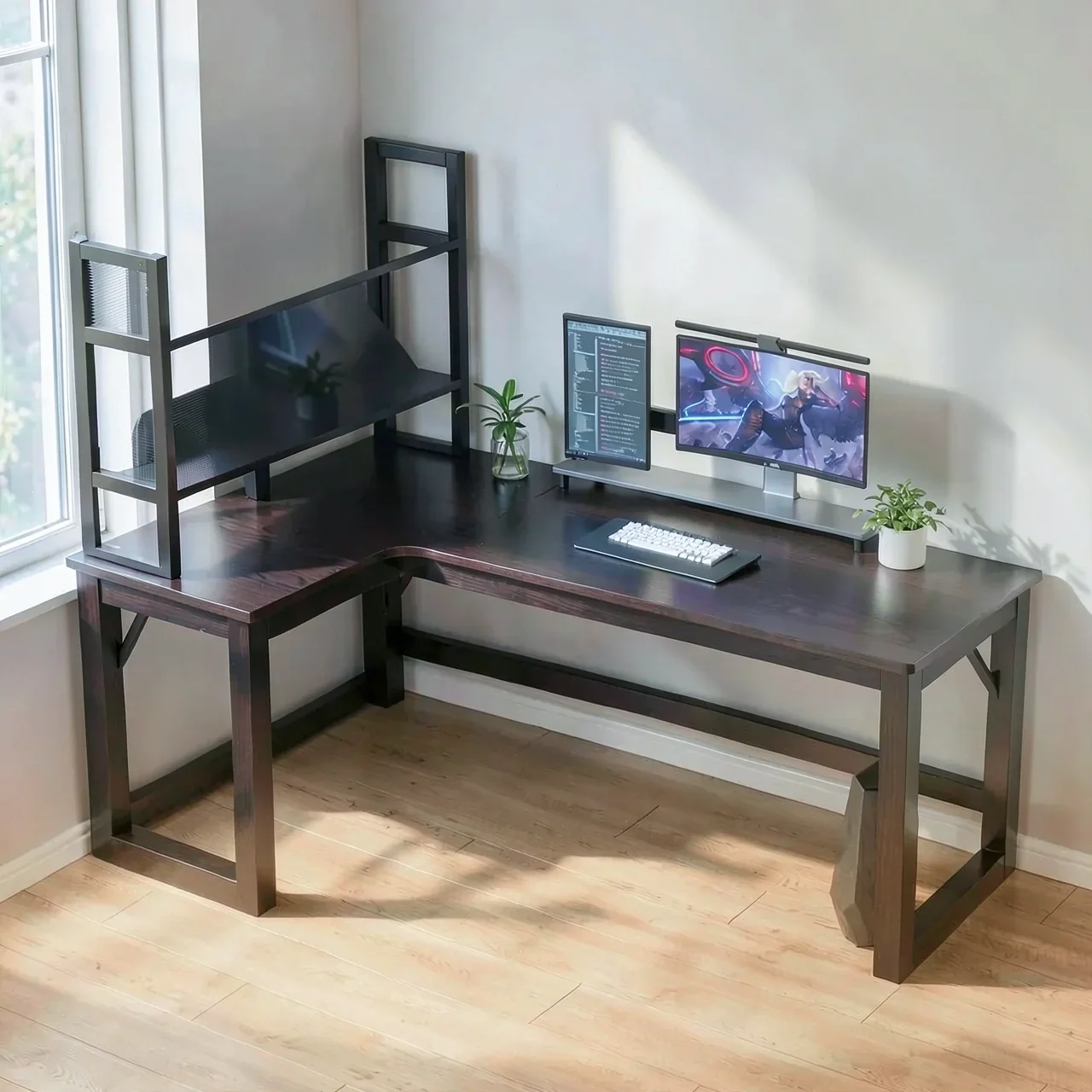 Стол игровой угловой 160x100 см карбон