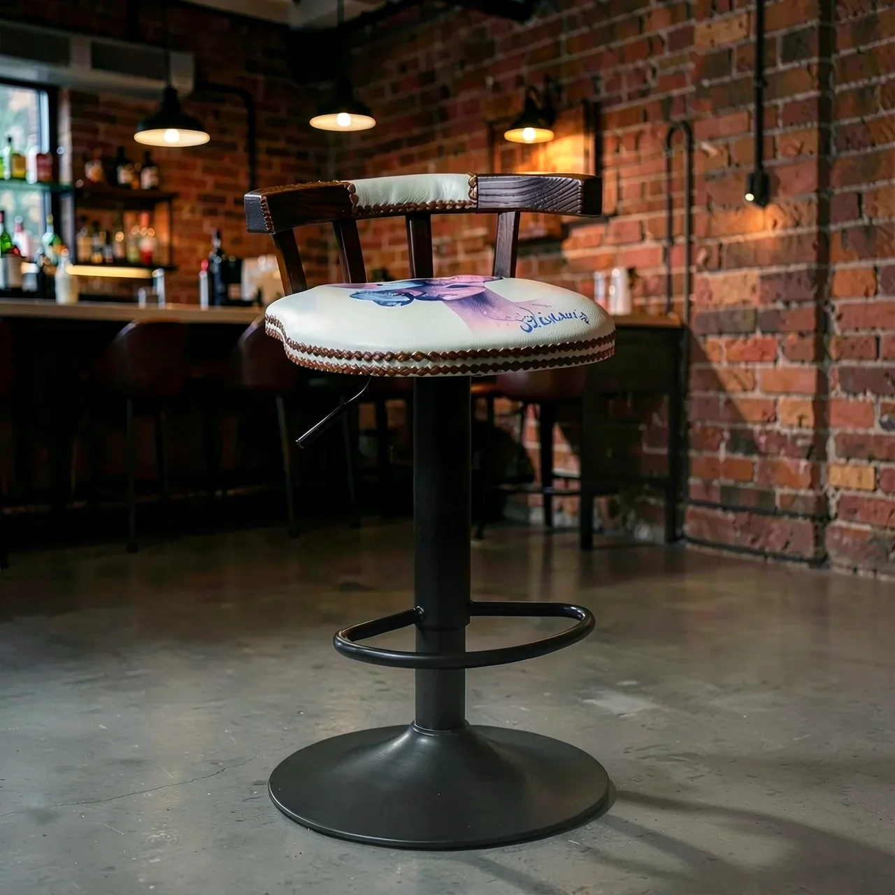 Барный стул ретро принт Мисс Олень V4 усиленный