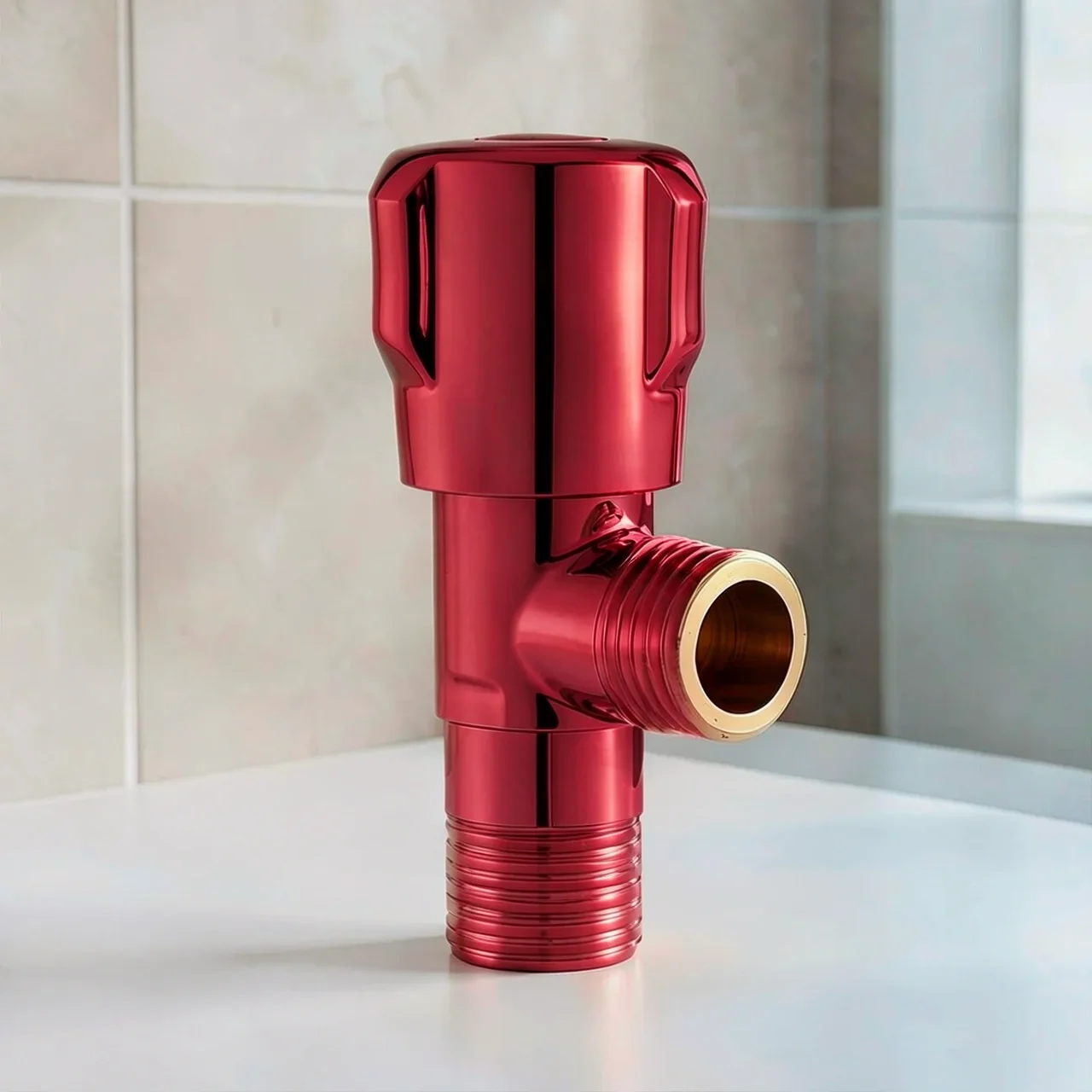 Вентиль угловой Pure Copper 304 нержавеющая сталь красный