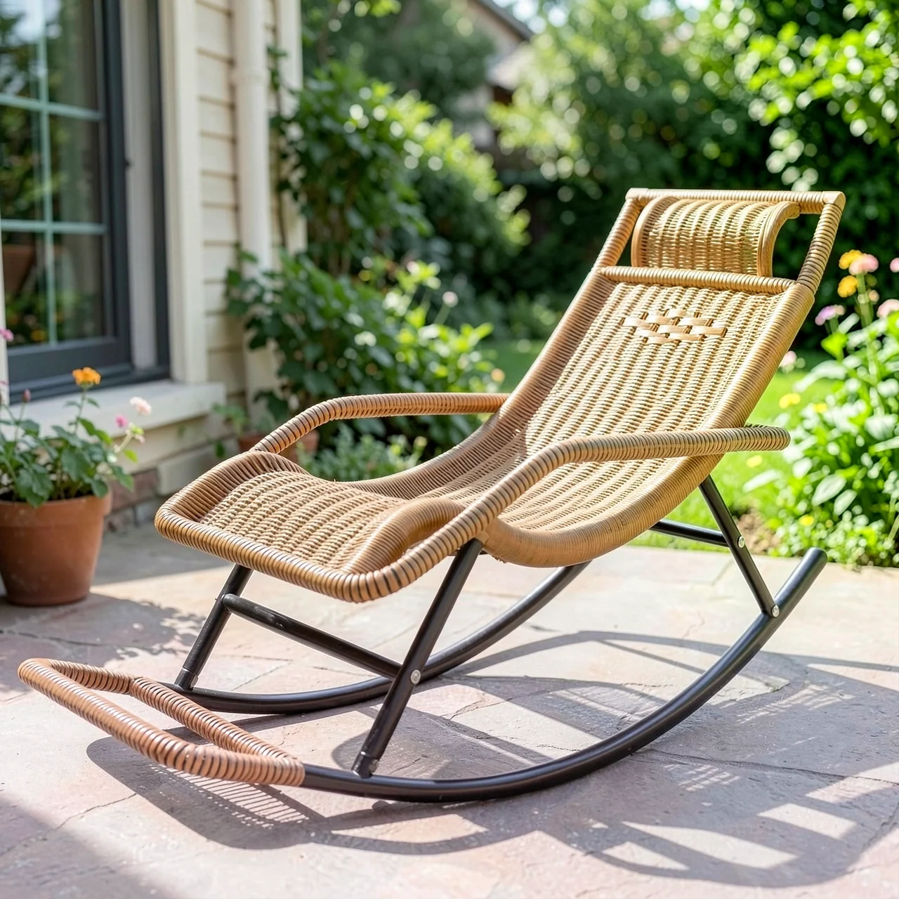 Кресло-качалка ротанг шампань круглый