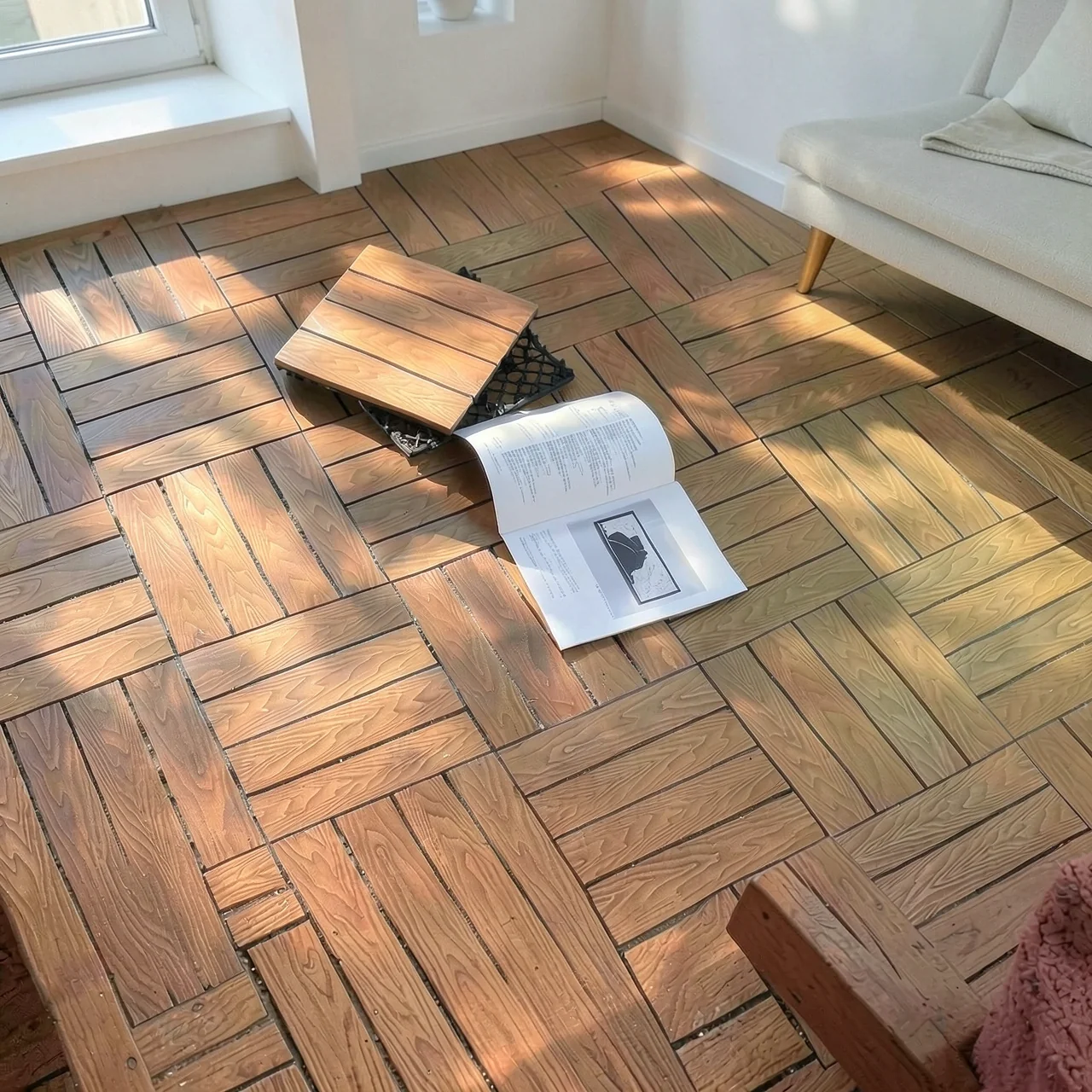 Террасная доска ДПК светло-коричневая 3D-рельеф 30x30