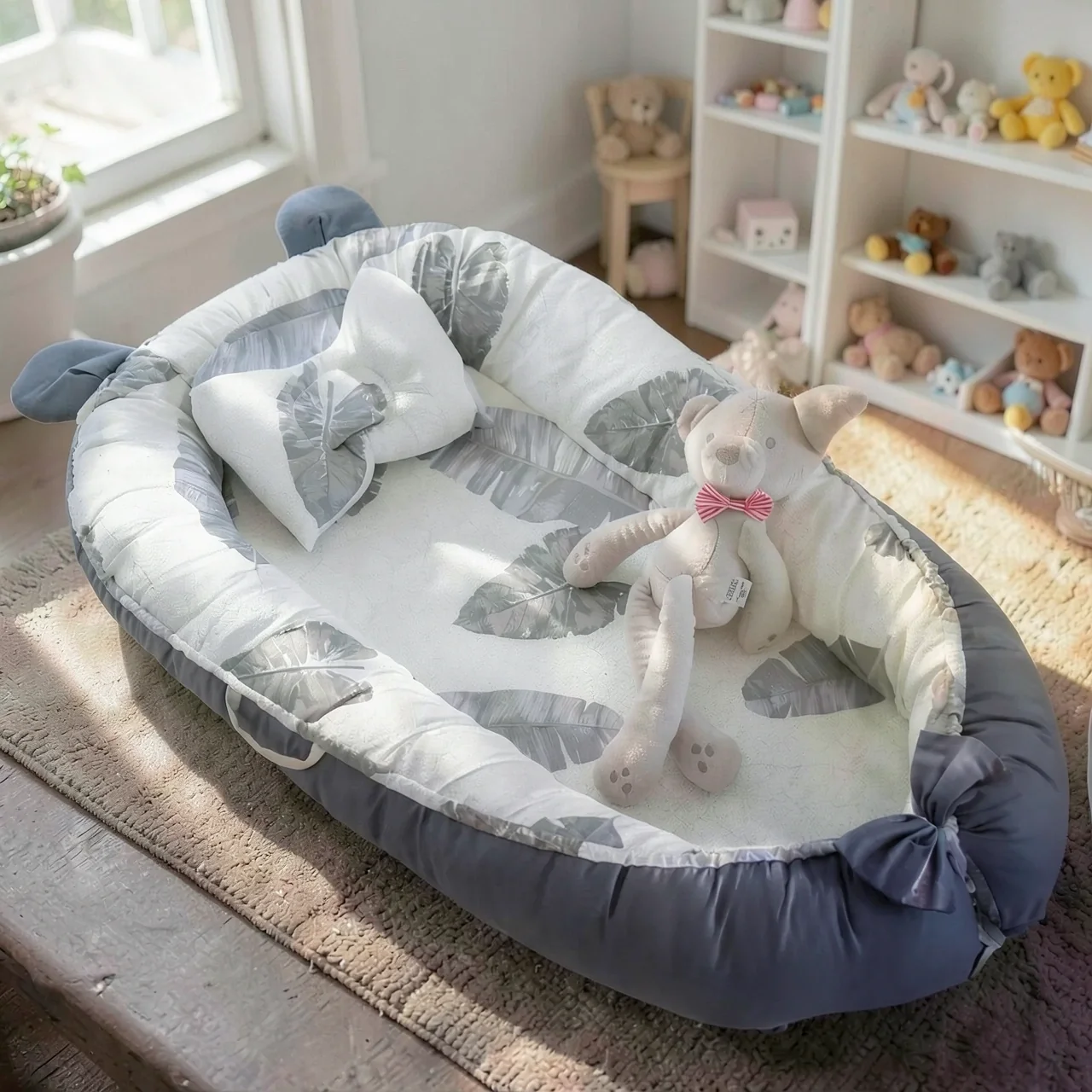 Кроватка детская Дерево любви серое Memory Foam
