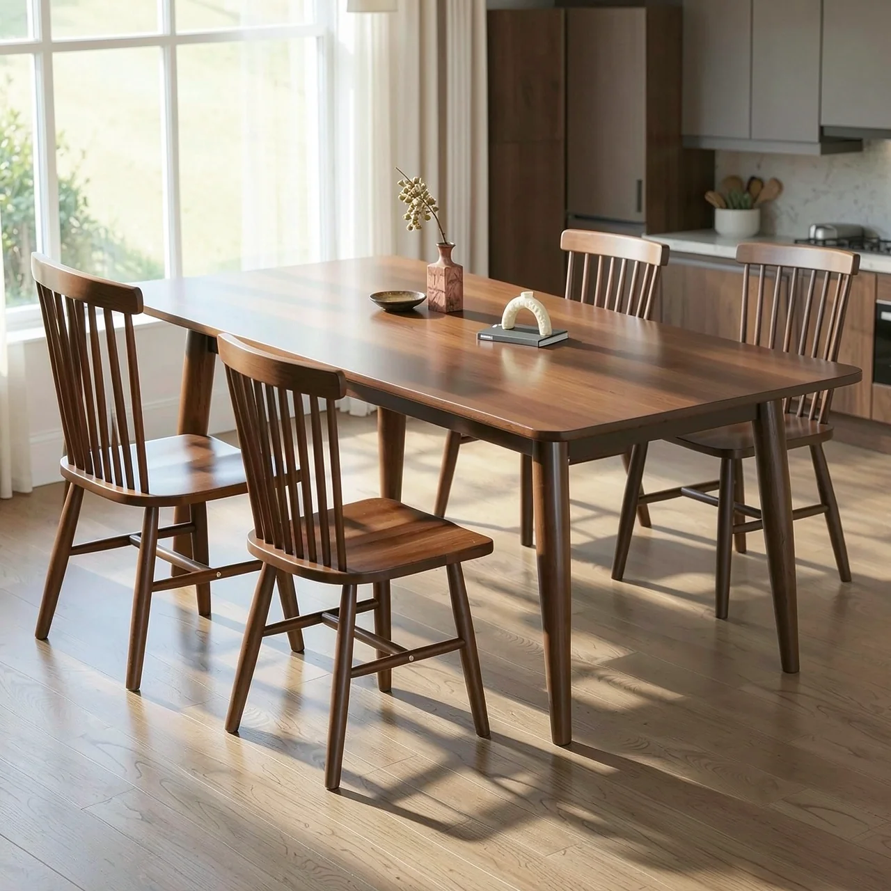 Обеденный стол 160x80 см с 4 стульями Windsor