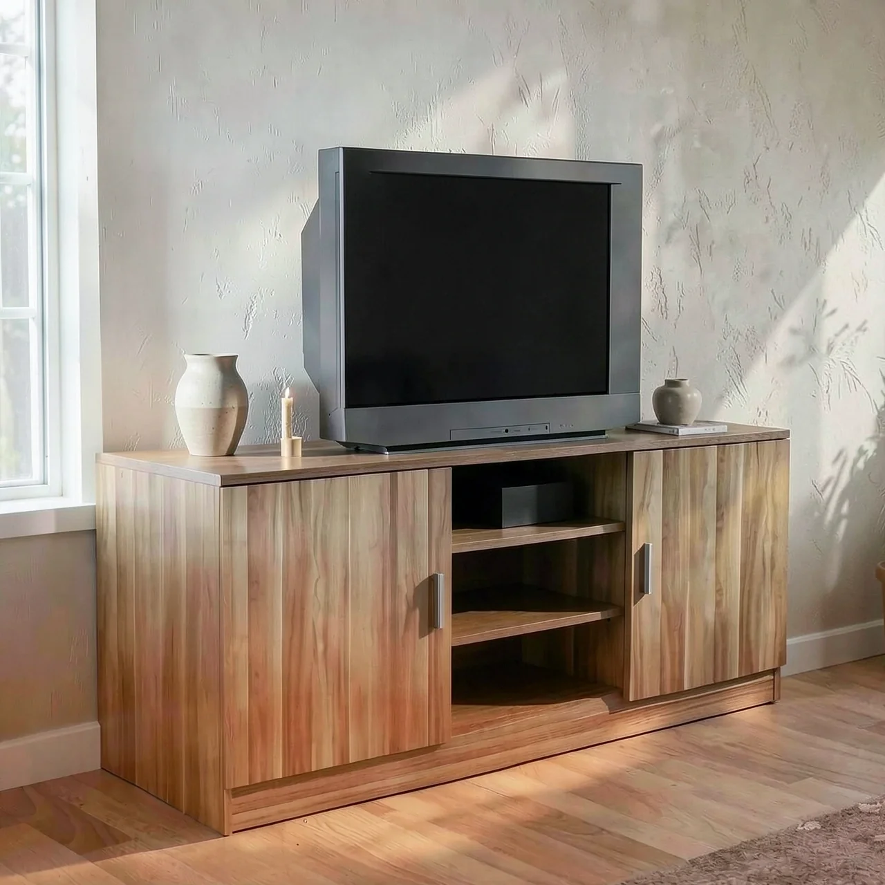 Тумба под телевизор 100x40x60 см черный орех с декор-дверью