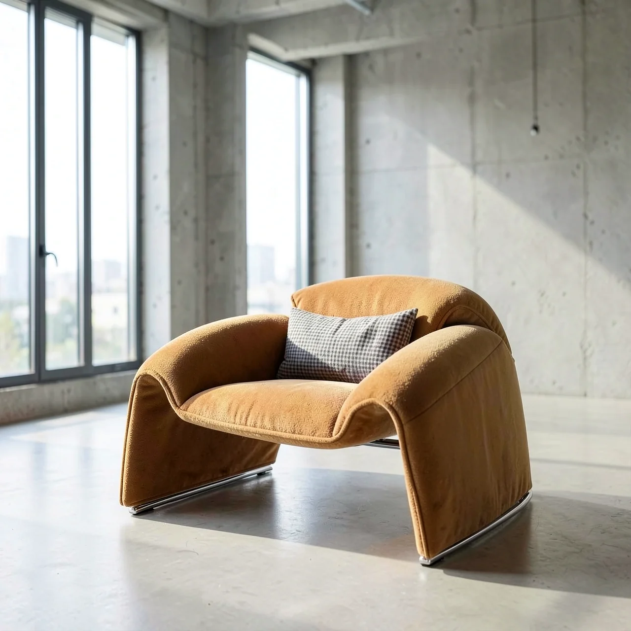 Кресло-диван Zuozuo Sofa светло-коричневый бархат