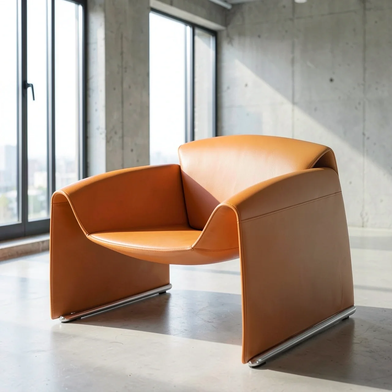 Кресло-диван Zuozuo Sofa оранжевая кожа Hermes