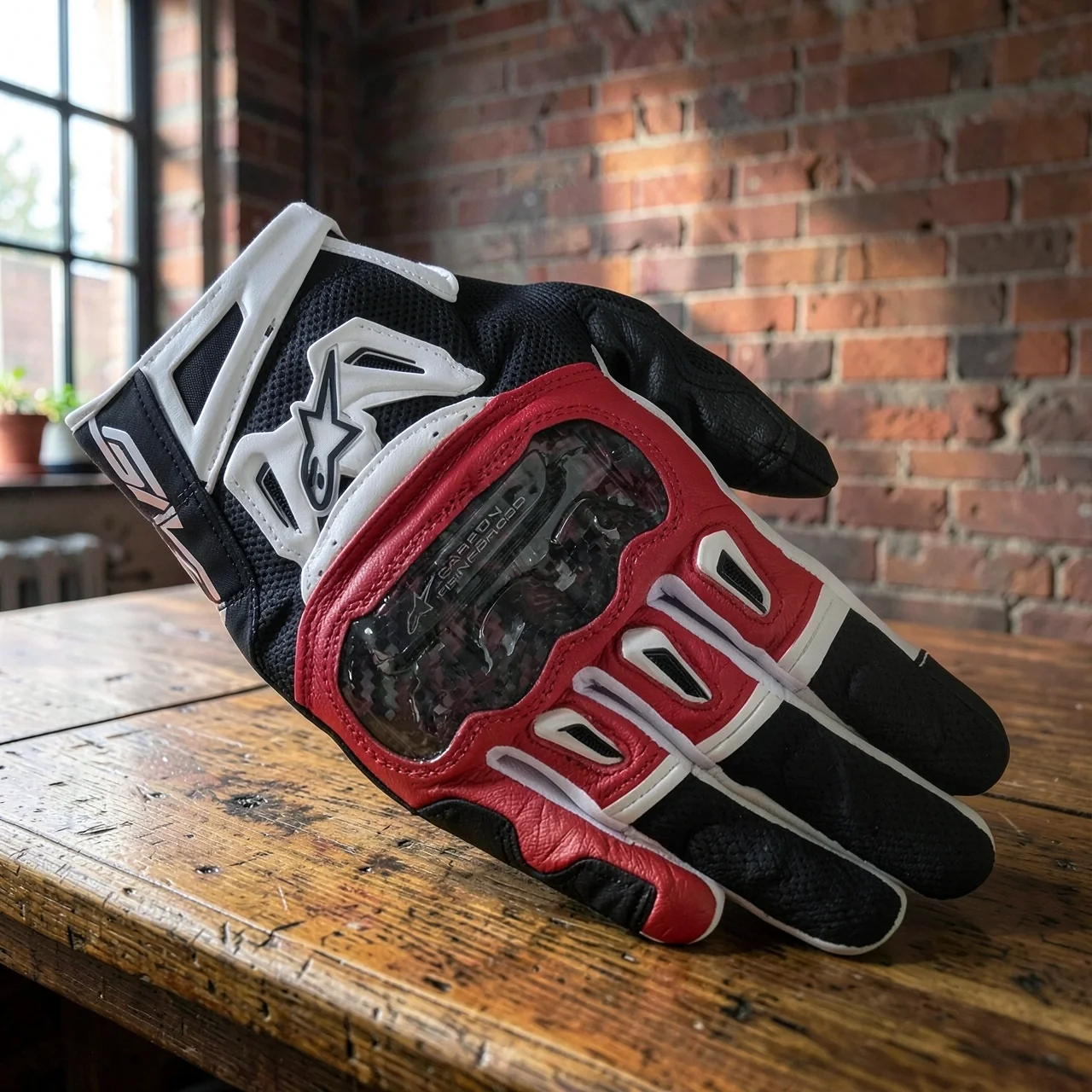 Мотоперчатки Alpinestars SMX-2 Air Carbon V2 черно-красно-белые 2XL