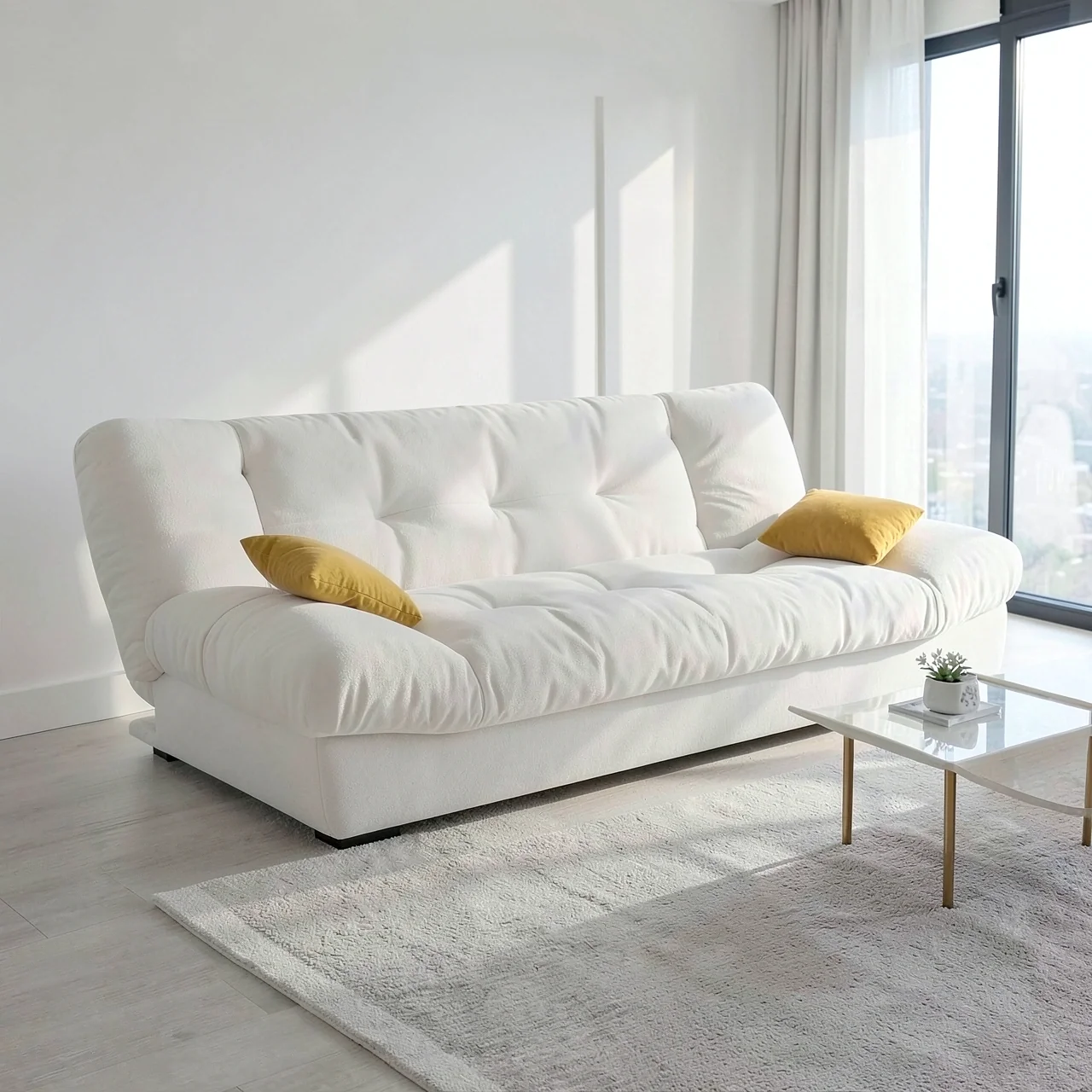 Диван-кровать облачный молочный 2м
