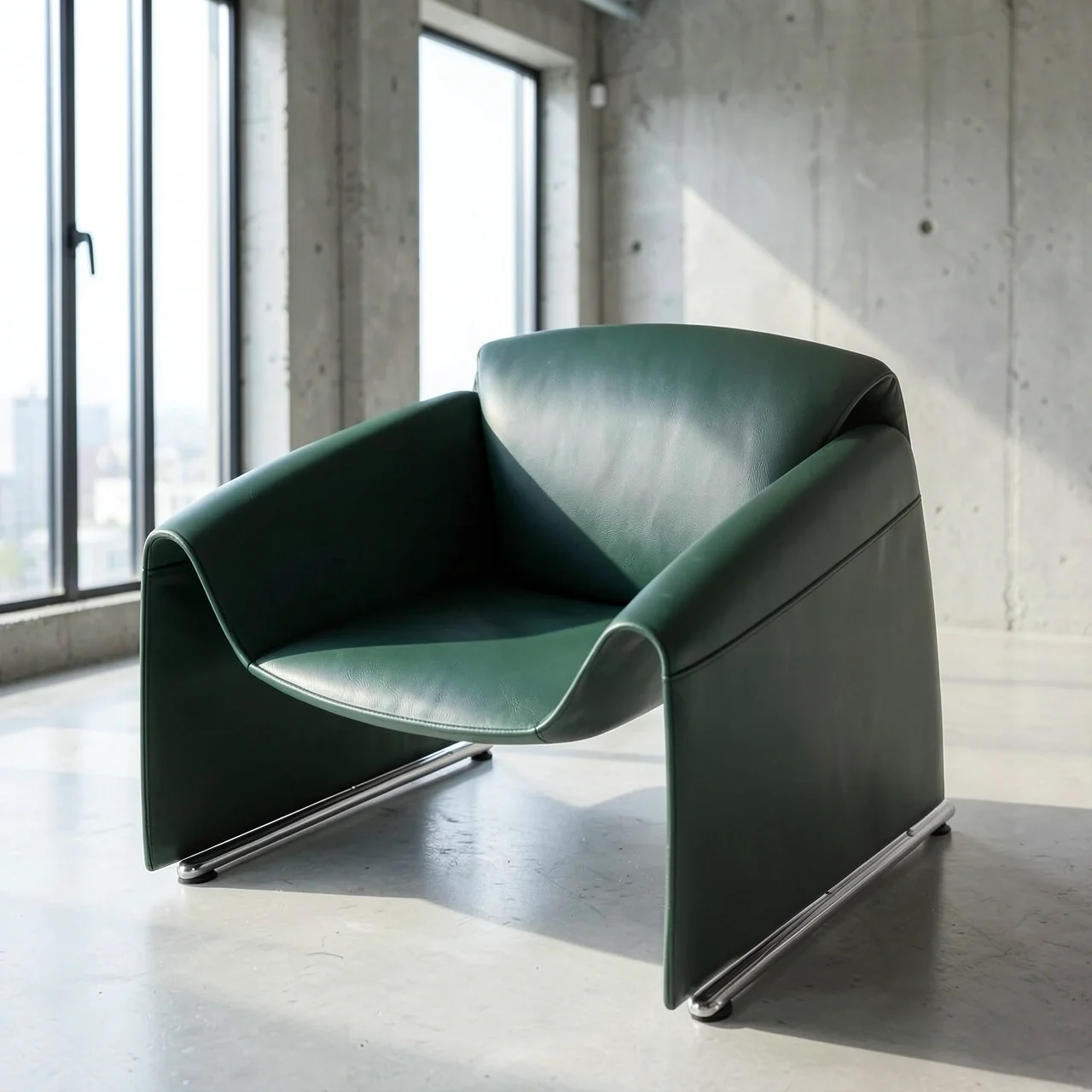 Кресло-диван Zuozuo Sofa темно-зеленая кожа