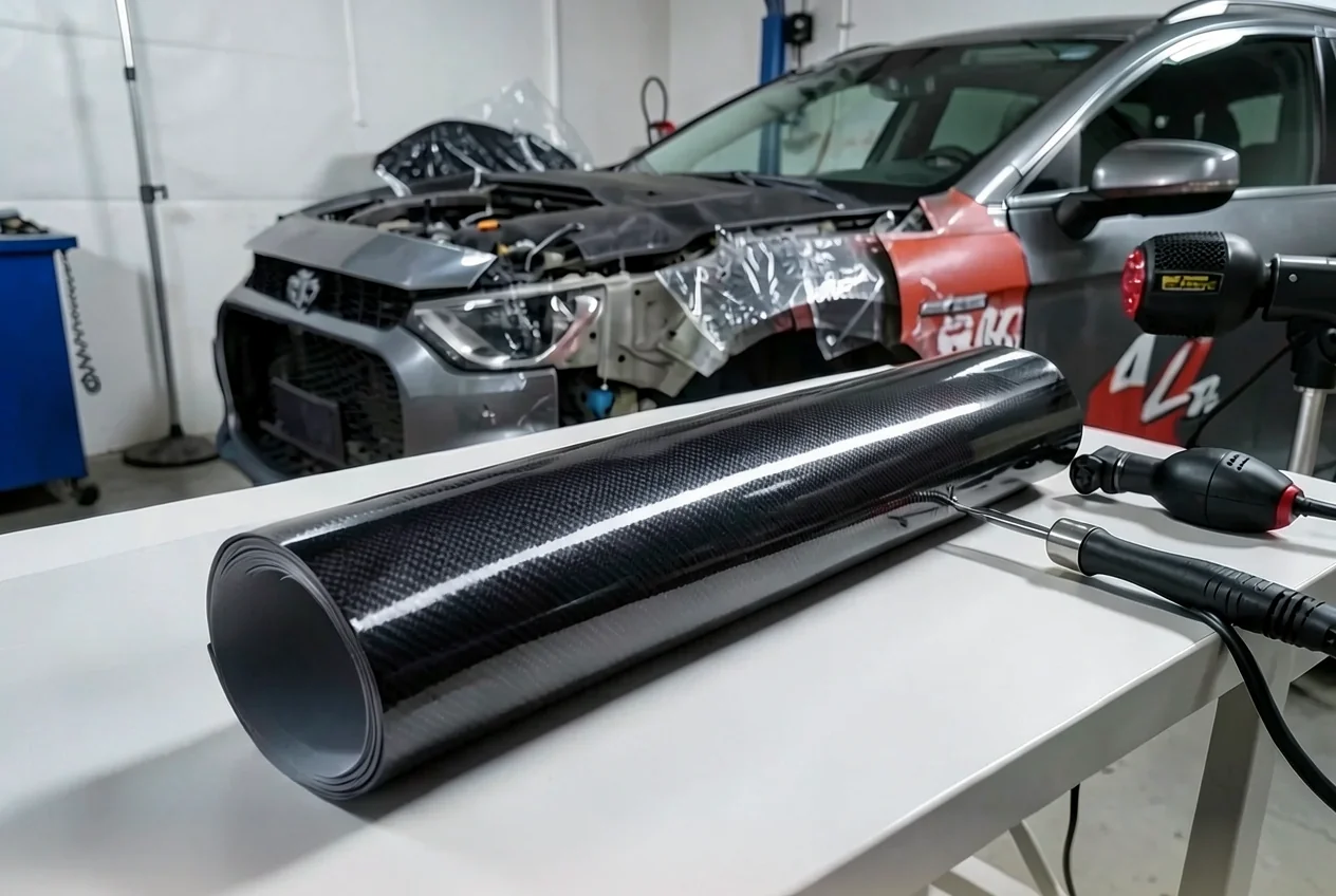 Пленка углеродная черная глянцевая 50x100