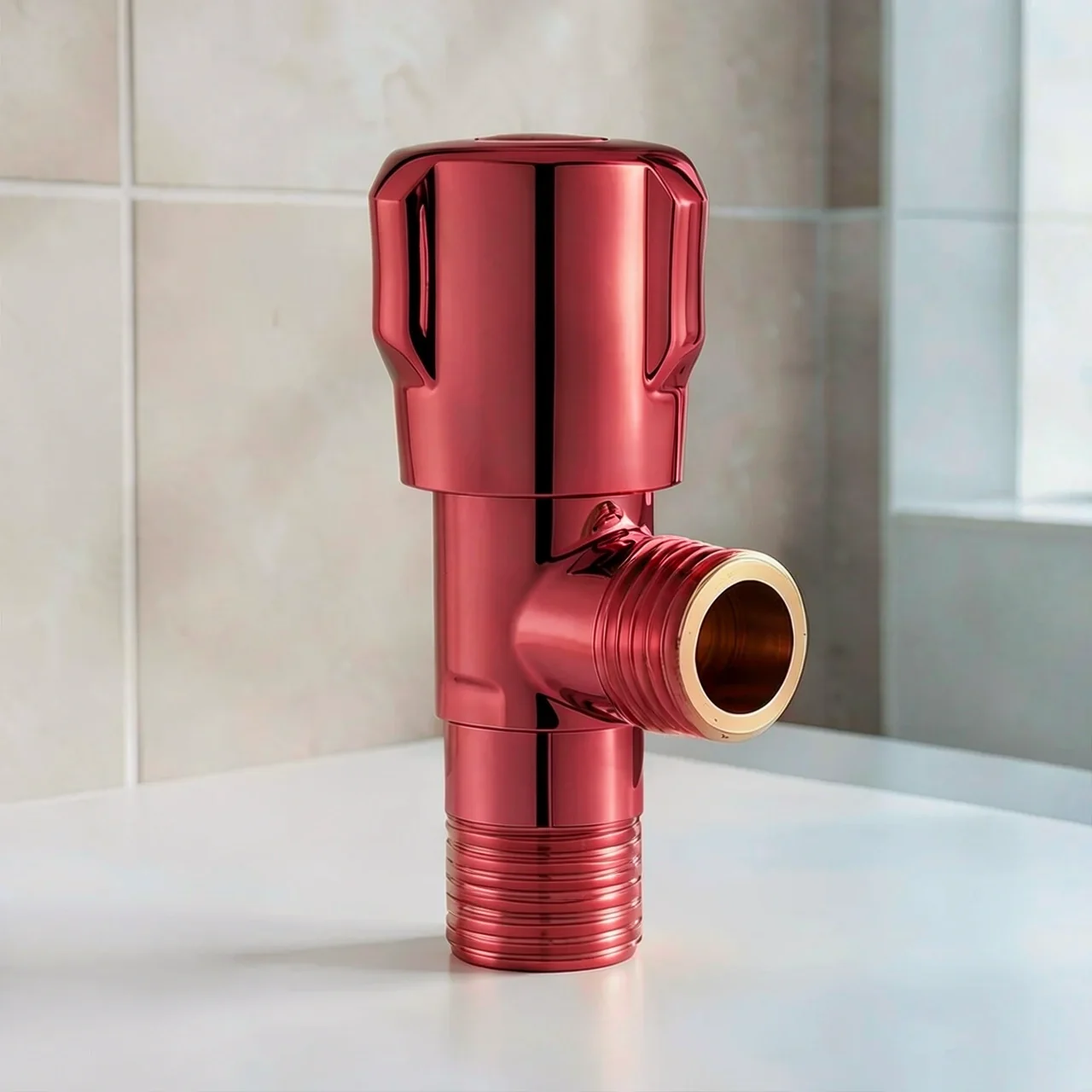 Вентиль угловой Pure Copper 304 сталь 304 красный