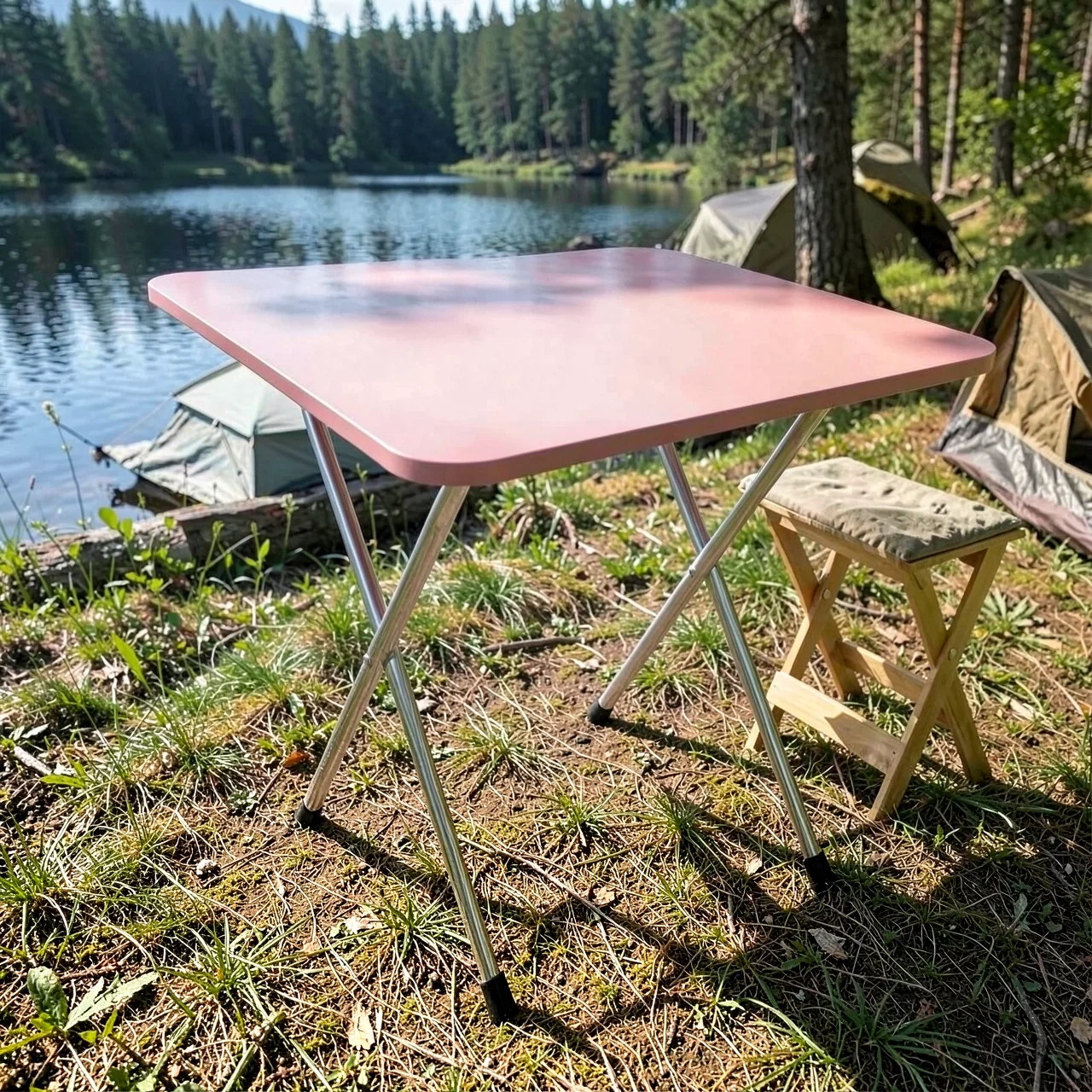 Стол складной OTHER A+ розовый 60x60x72