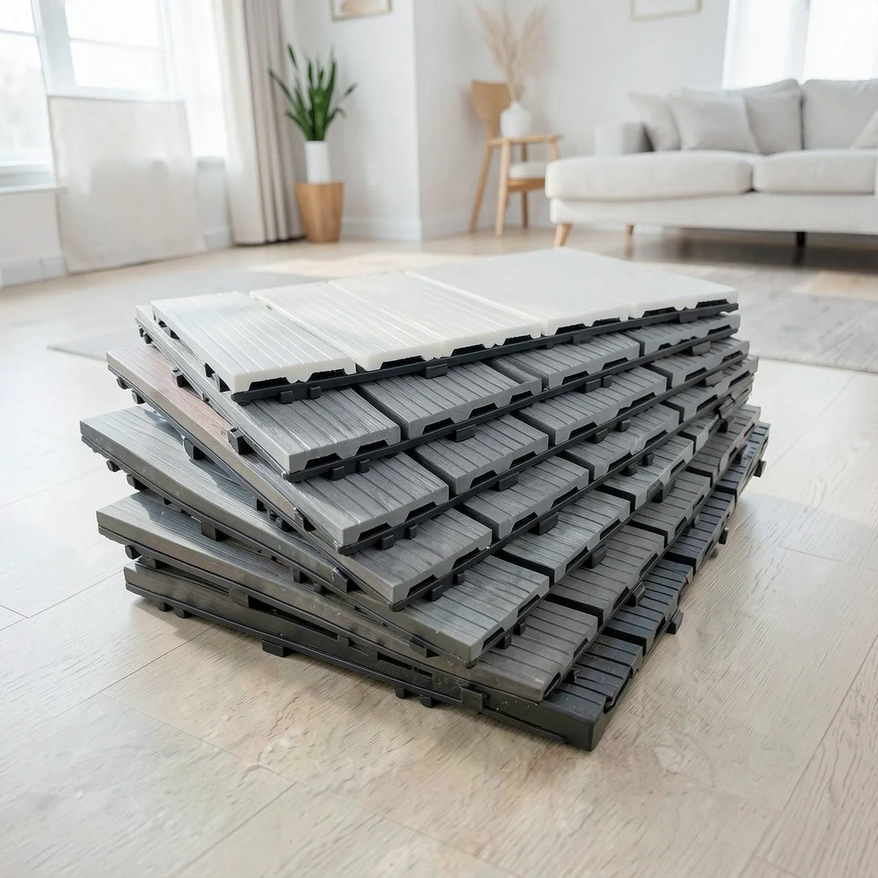 Декинг ДПК серый тиснение 30x30
