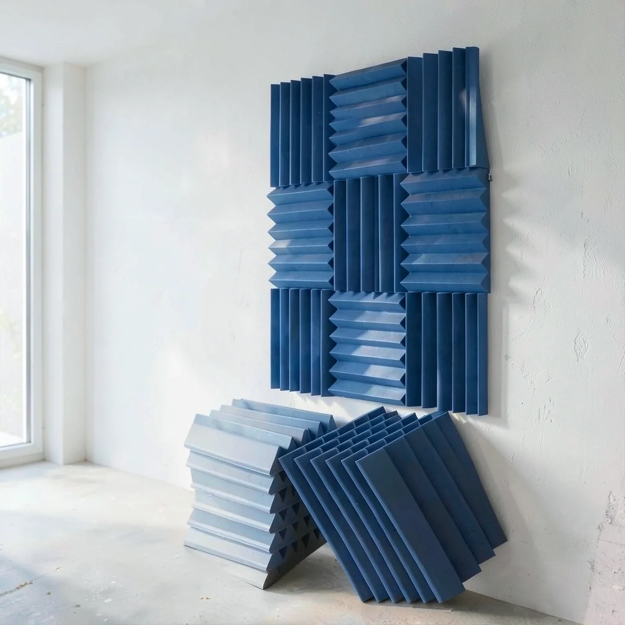 Панель акустическая синяя огнестойкая 50x50x2.5 с клеем