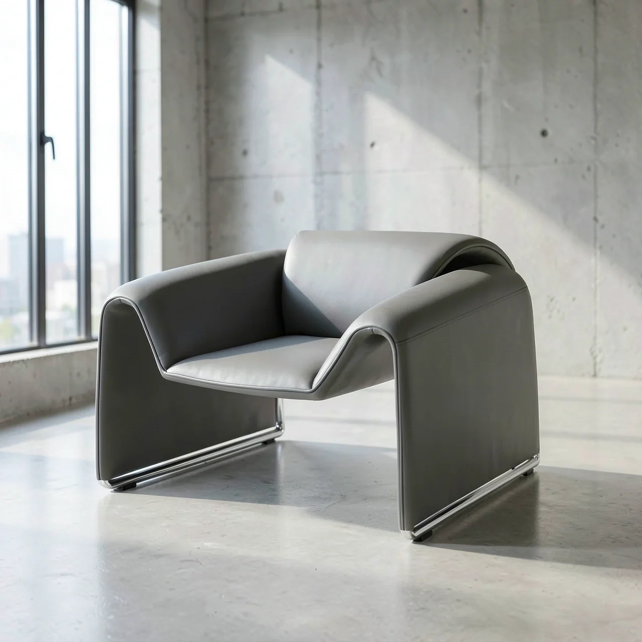Кресло-диван Zuozuo Sofa глубокая серая кожа