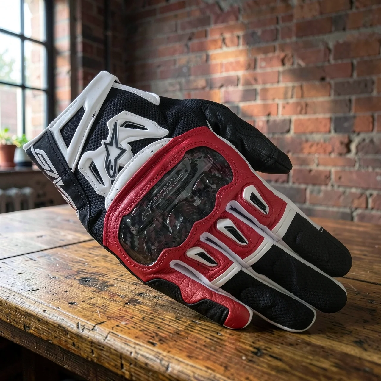 Мотоперчатки Alpinestars SMX-2 Air Carbon V2 черно-красно-белые M