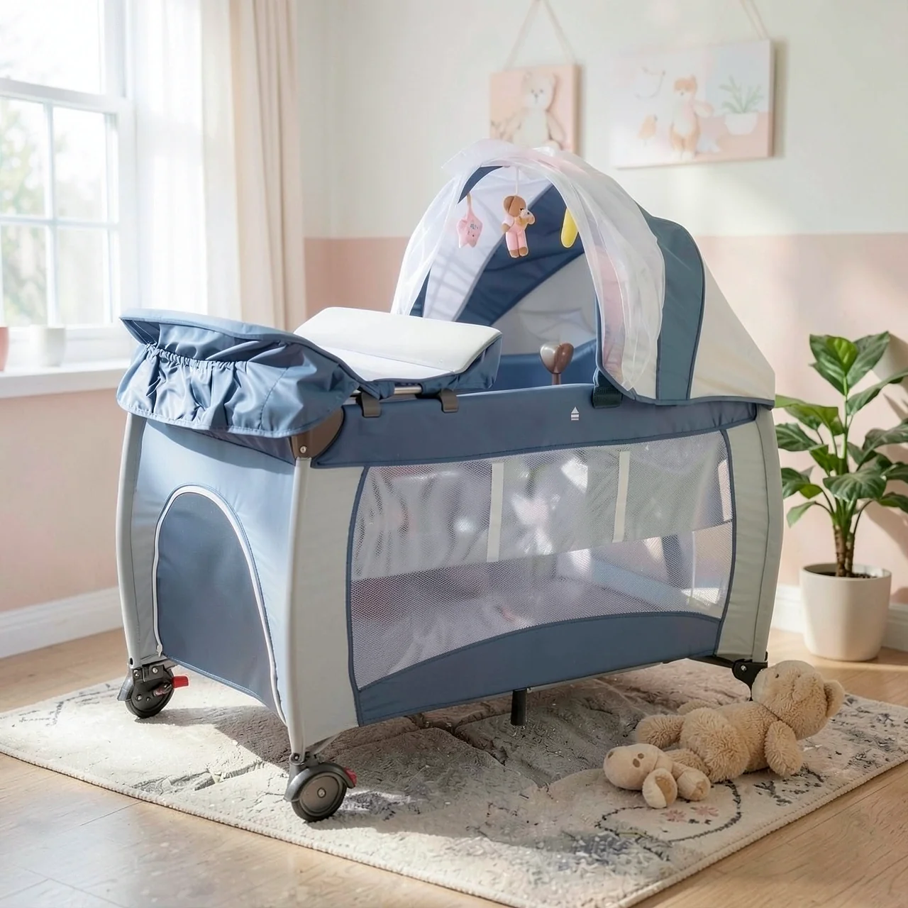 Детская кроватка MamaKids синяя