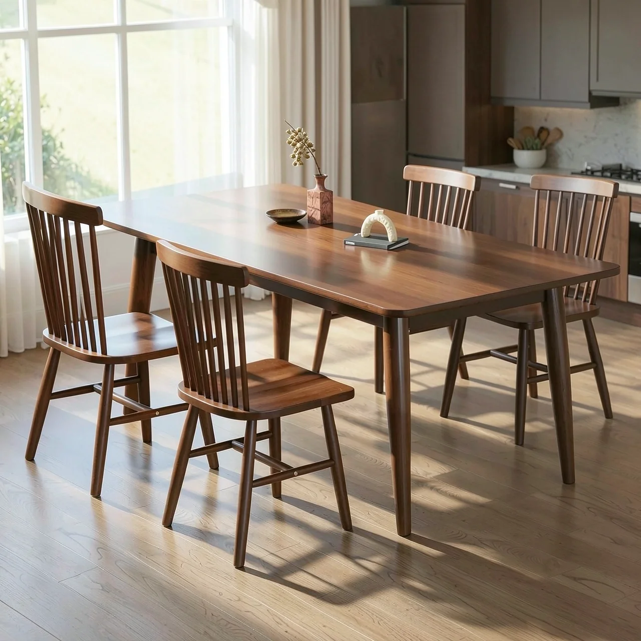 Обеденный стол 140x80 см с 4 стульями Windsor