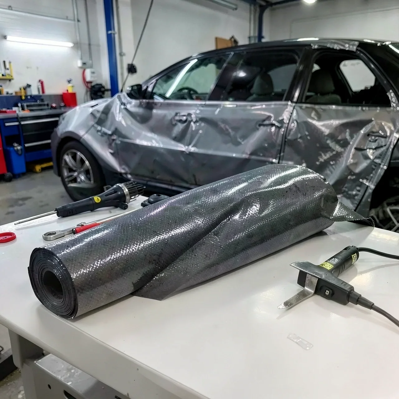 Наклейка углерод 6D черная 30x100
