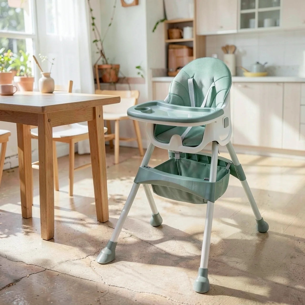 Детский стульчик Bates Babies розовый туман с колесами