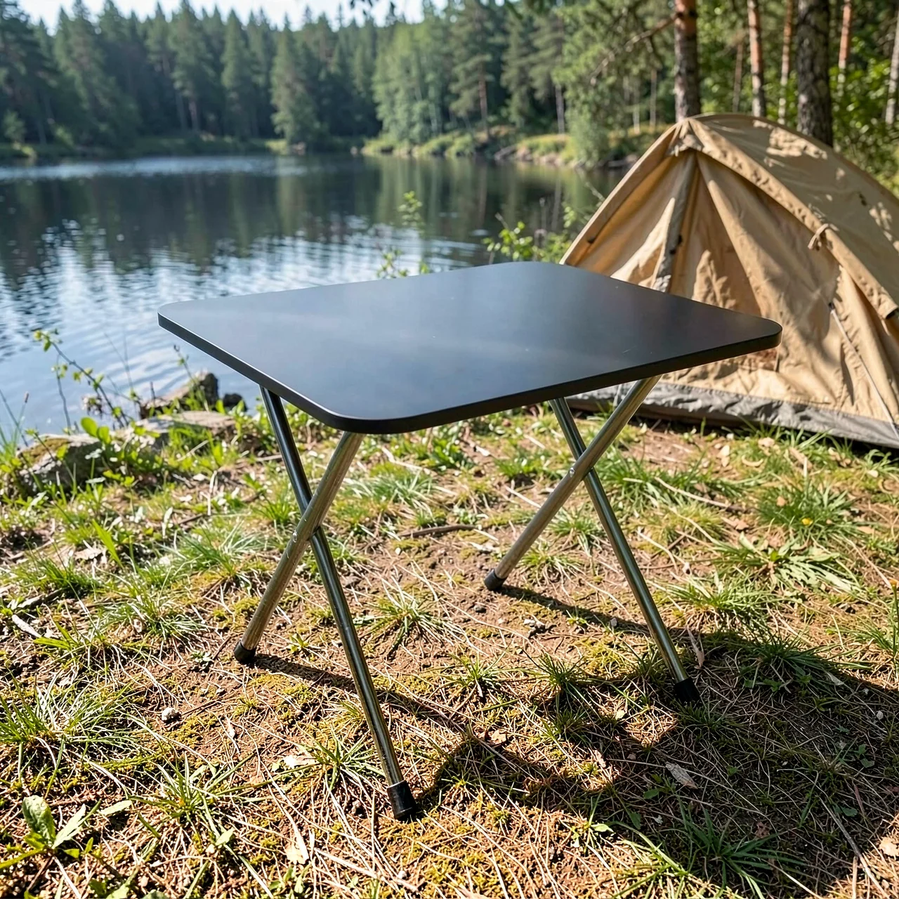 Стол складной OTHER A+ черный квадрат 60x60x50