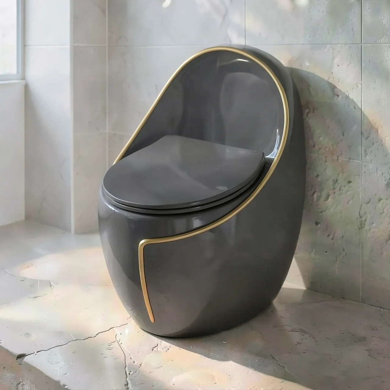Унитаз Imperial Crown Egg Qingsam глянцевый серый