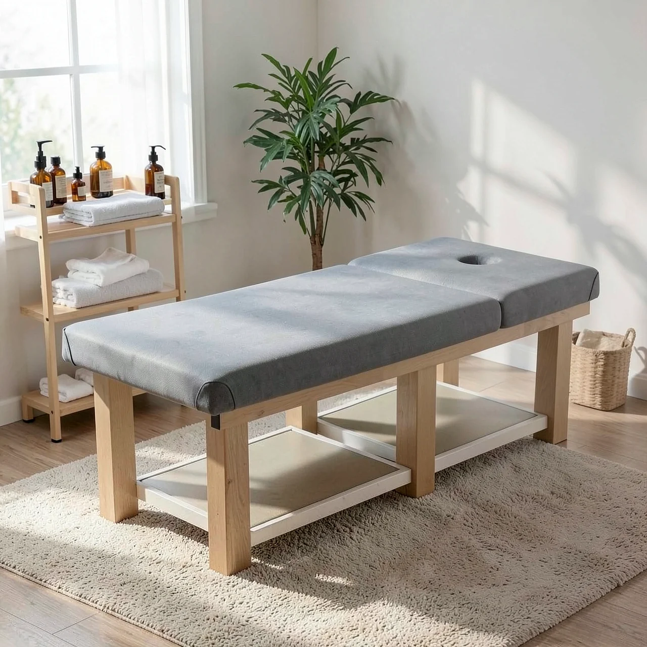 Кровать массажная серая кожа 185x70 усиленные ножки