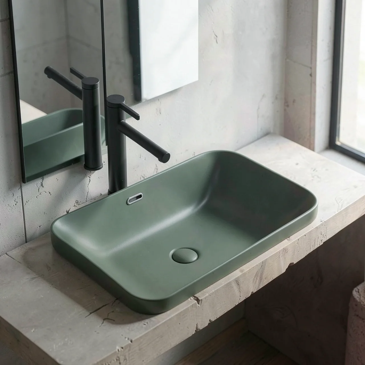 Раковина Montop CB894 зеленая 70x40 со смесителем