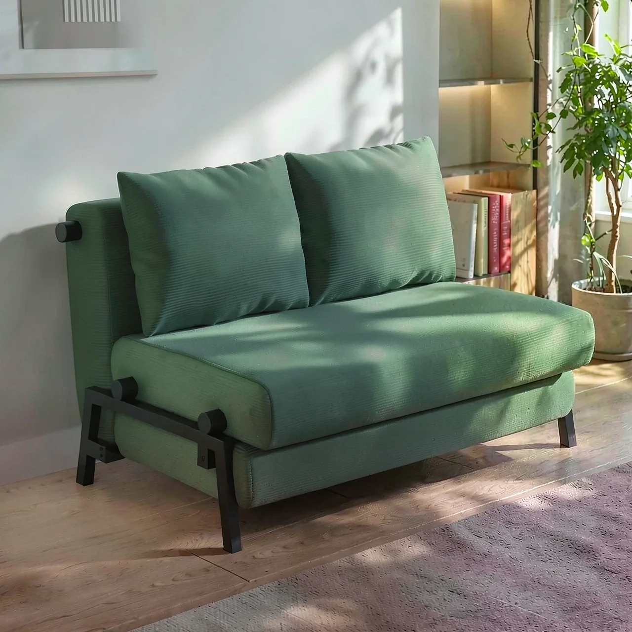 Диван-кровать темно-зеленый одноместный 100 см