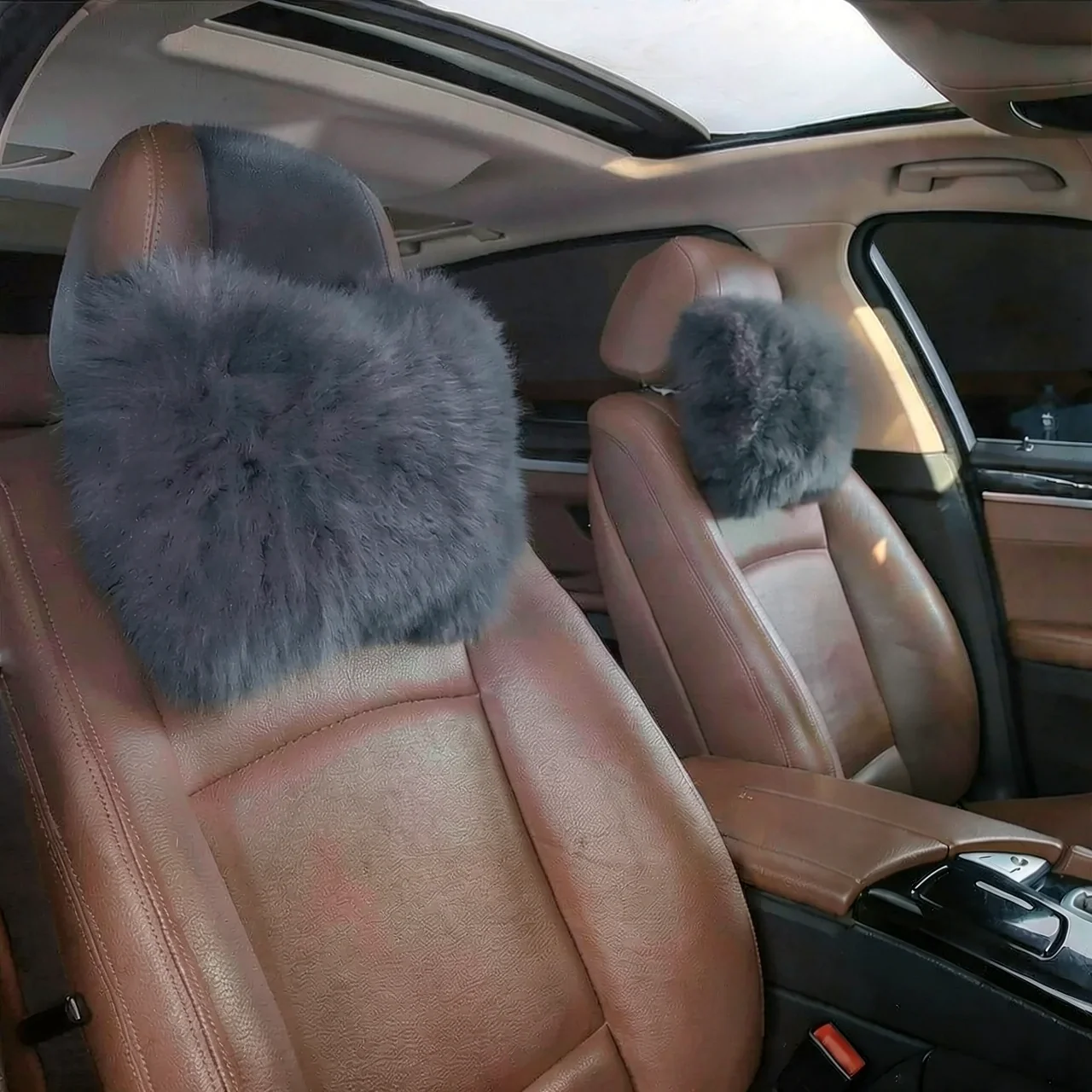 Автомобильная подушка под голову из австралийской шерсти, цвет угольно-серый