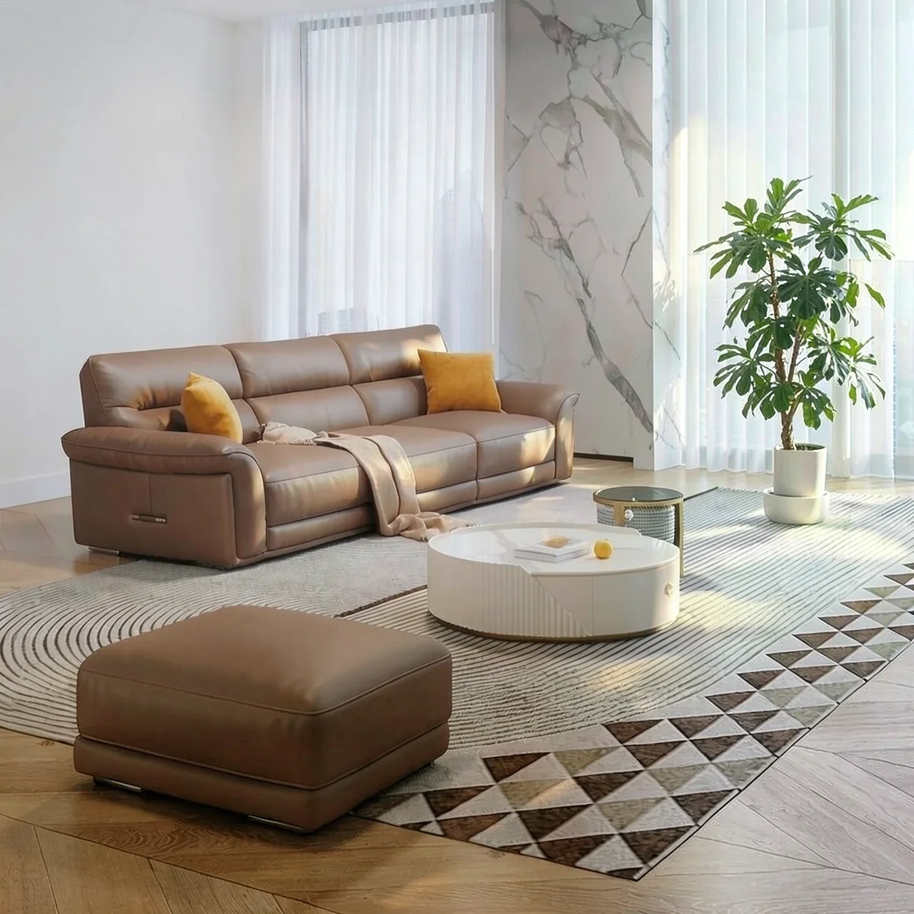 Диван L-образный Youfanshe YF96321256 2.6м с пуфом