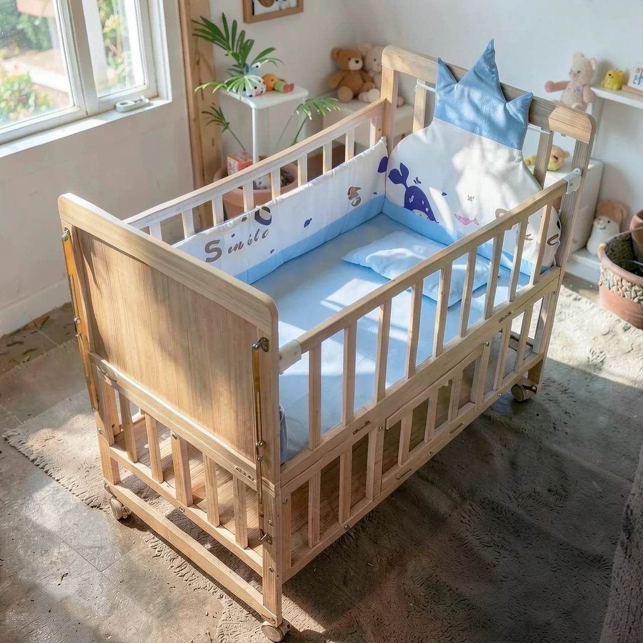 Кроватка двухъярусная с сетью 102x60x83см