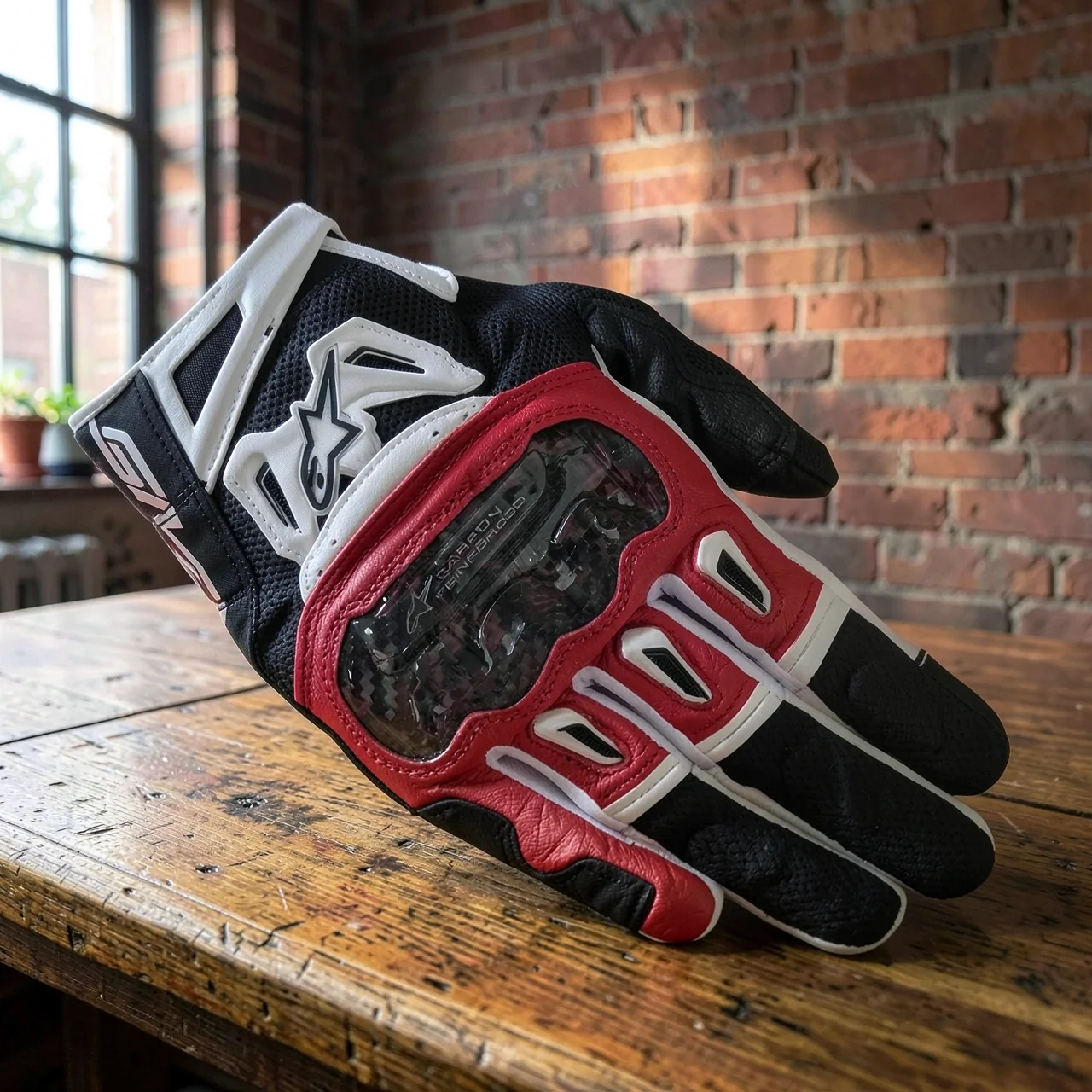 Мотоперчатки Alpinestars SMX-2 Air Carbon V2 черно-красно-белые 3XL