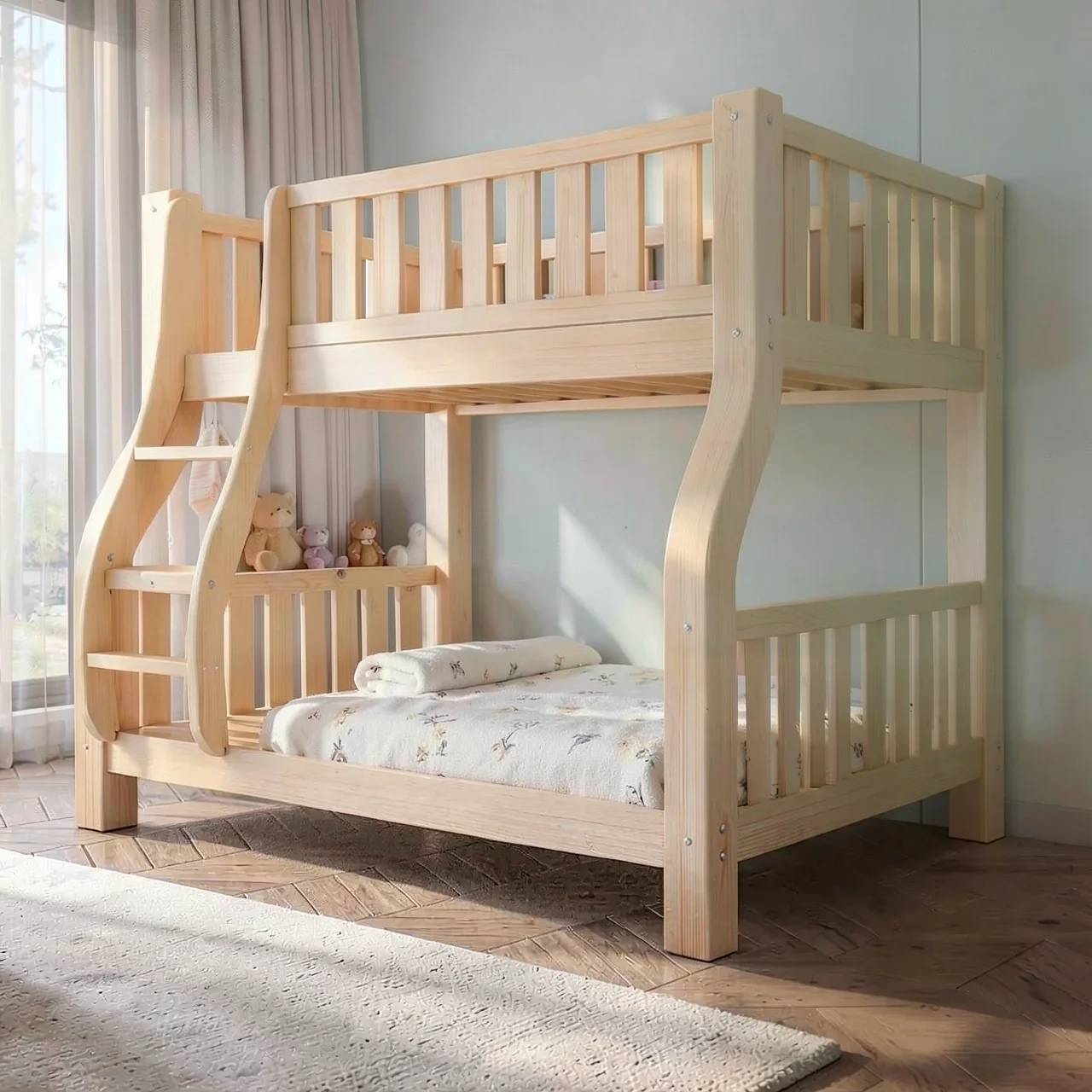 Кровать двухъярусная 80x100 с полкой и матрасом