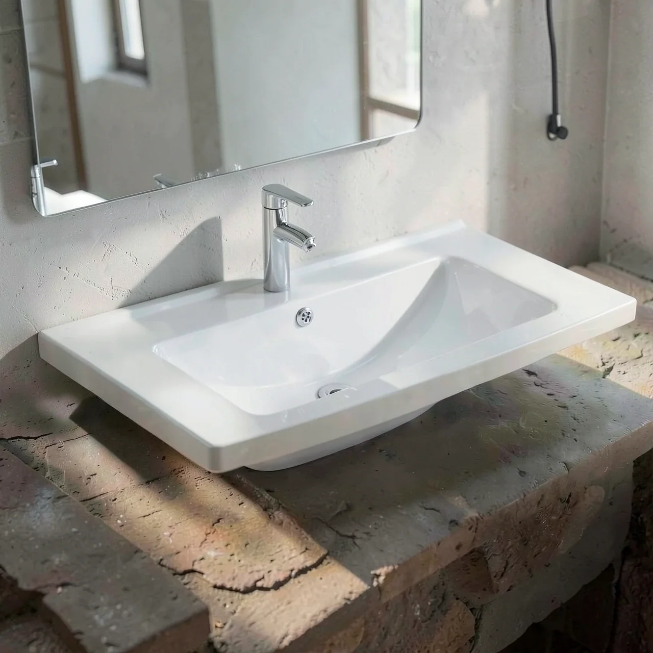 Раковина керамическая 58x35 с сифоном