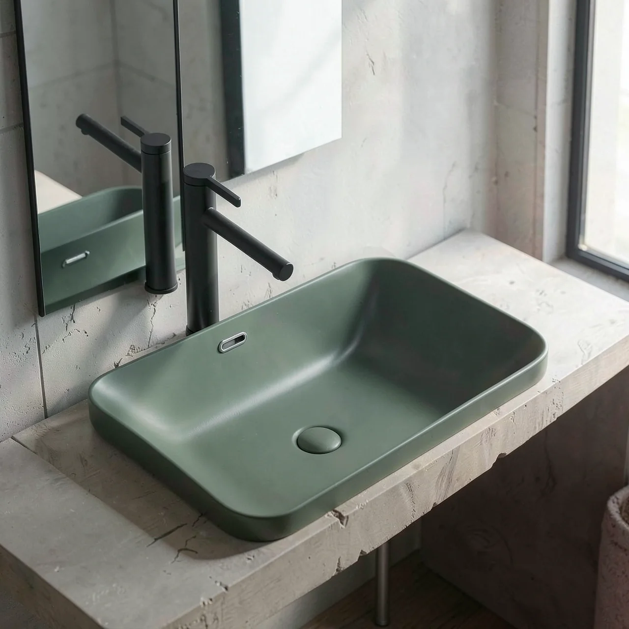 Раковина Montop CB894 зеленая 60x40 со смесителем