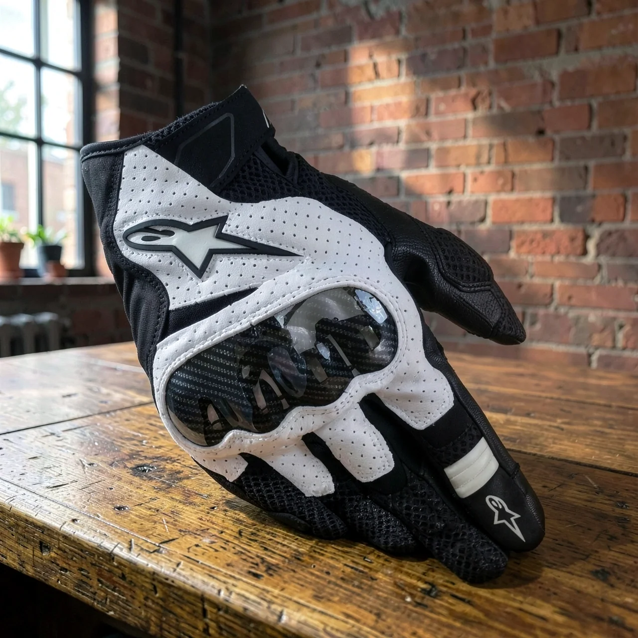 Перчатки Alpinestars SMX-1 Air v2 черно-белые (Азия, L)
