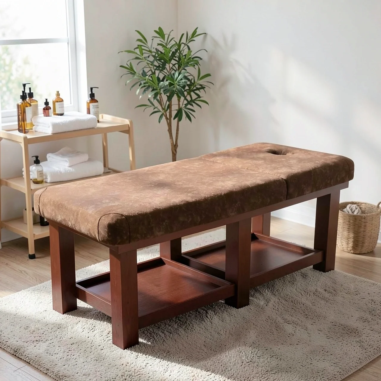 Кушетка массажная коричневый бархат 185x70