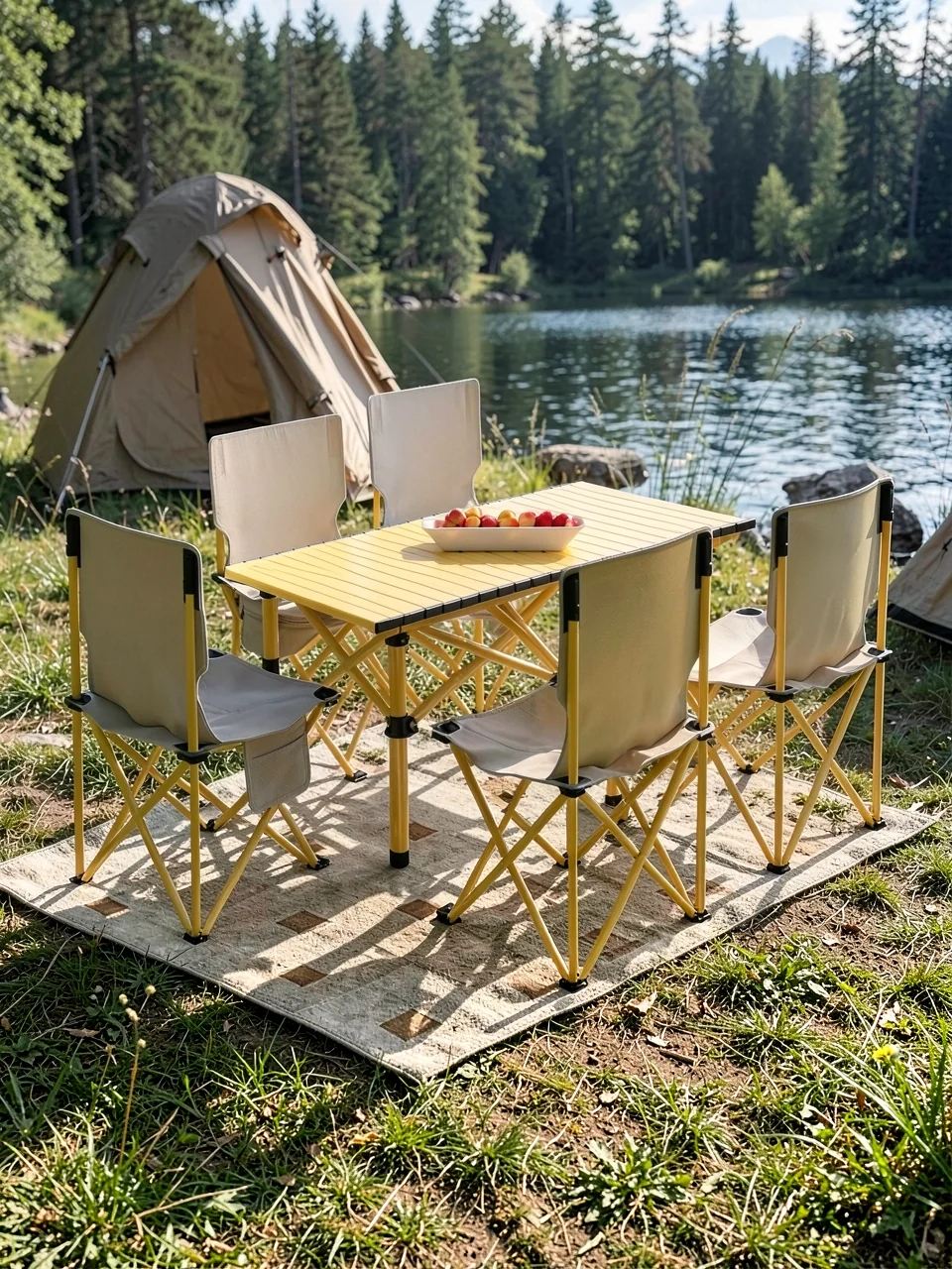 Комплект Other Home стол желтый 120см и 6 стульев