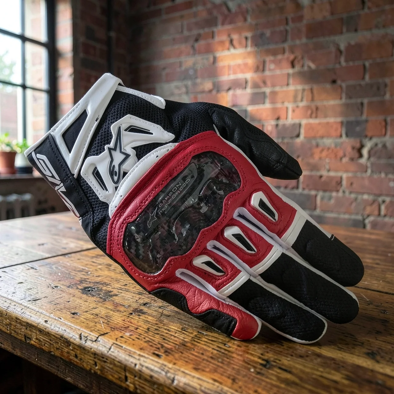 Мотоперчатки Alpinestars SMX-2 Air Carbon V2 черно-красно-белые L