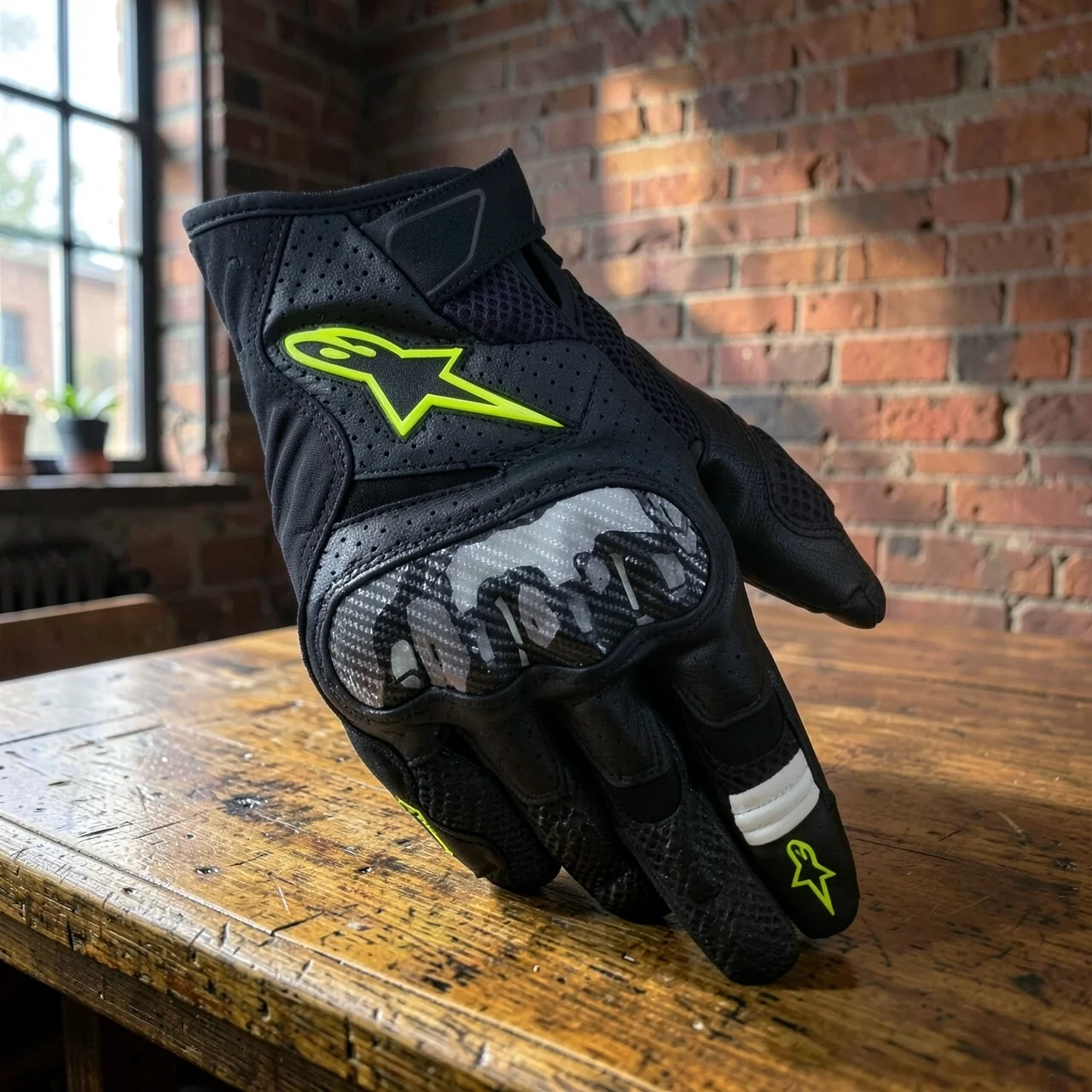 Перчатки Alpinestars SMX-1 Air v2 черный флуоресцентный (Европа, M)