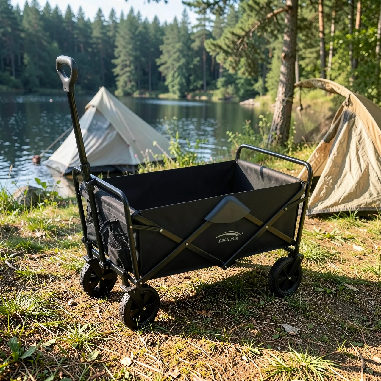 Тележка кемпинговая Beiyue угольно-черная бесшумная удлиненная