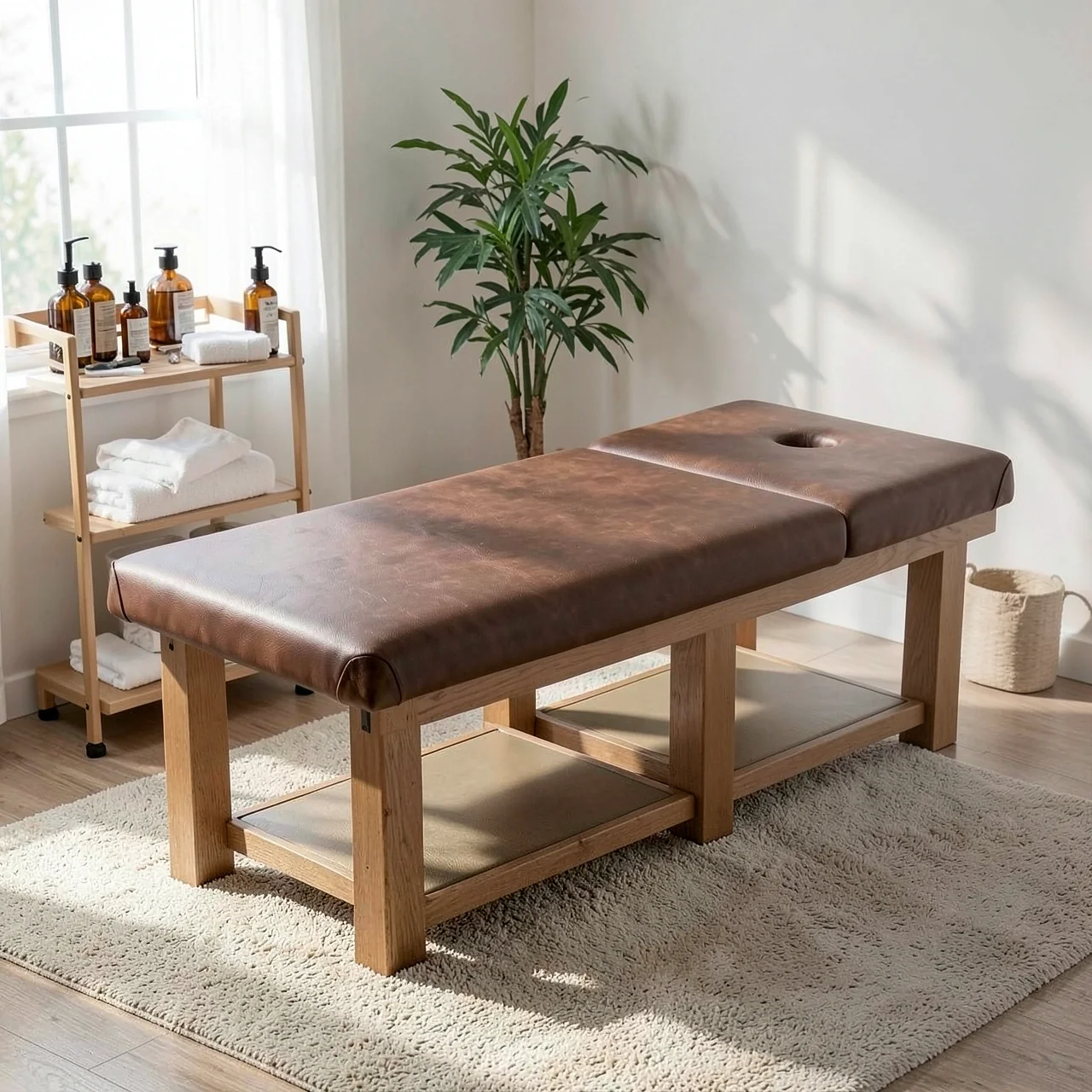 Кровать массажная коричневая кожа 185x70 усиленные ножки