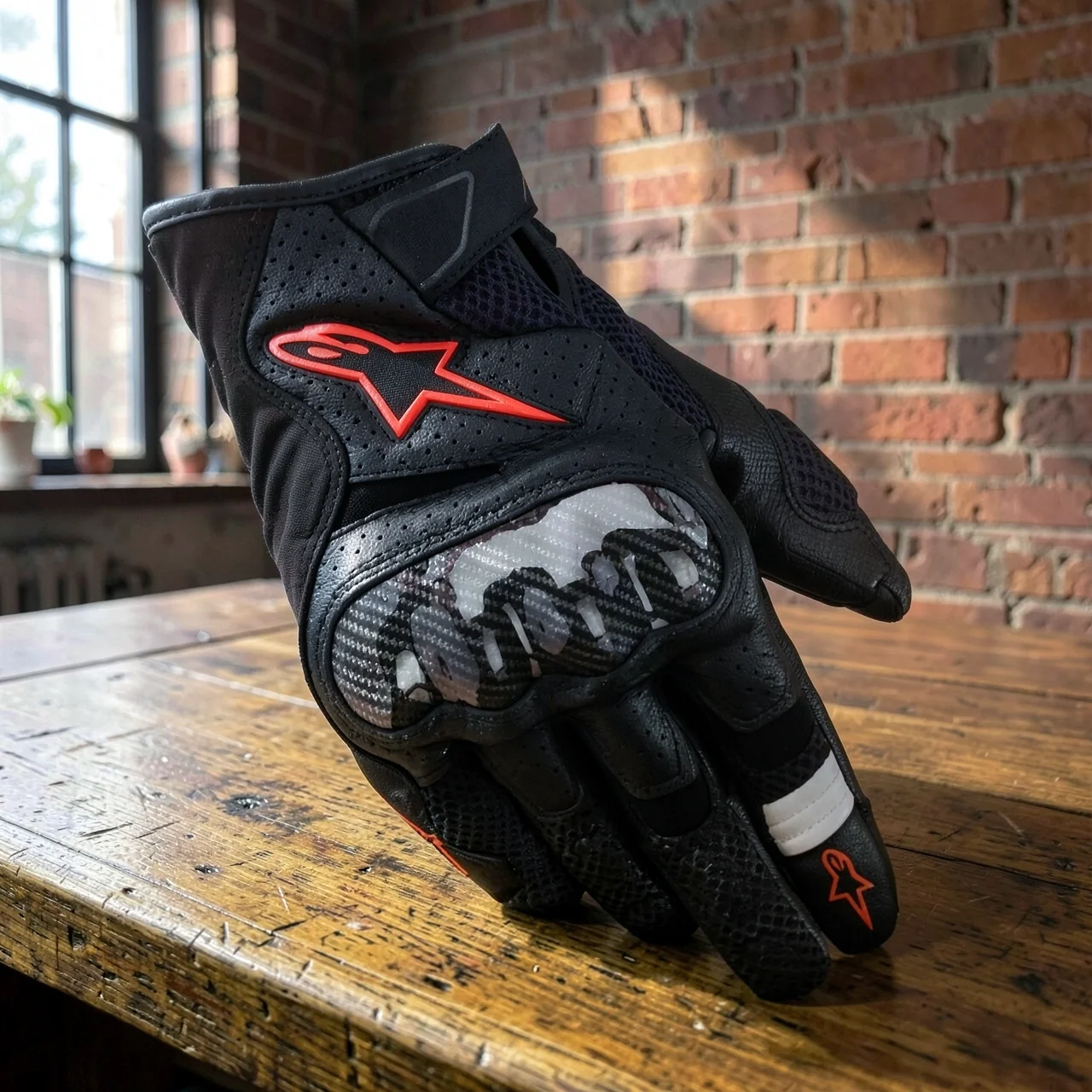 Перчатки Alpinestars SMX-1 Air v2 черный флуоресцентный красный (Европа, L)